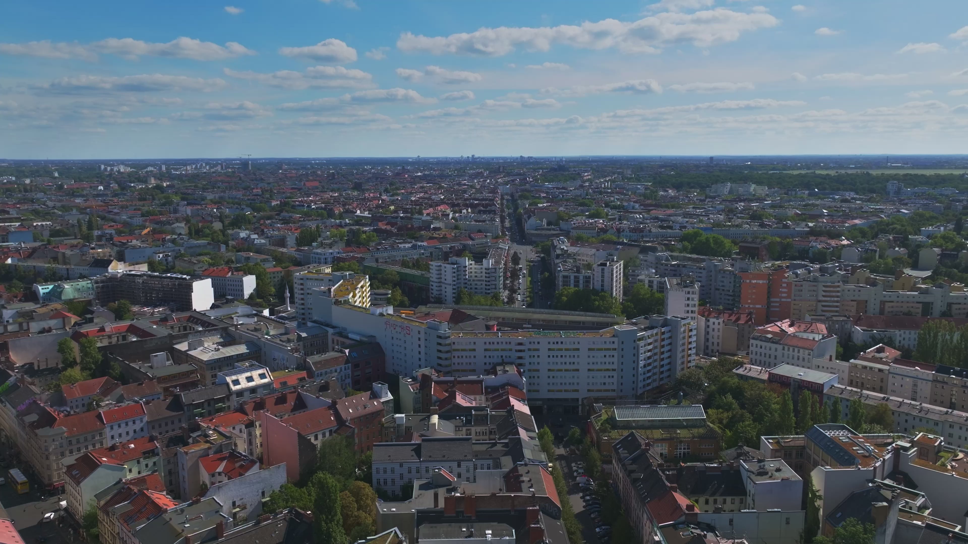 Aerial view of U Kottbusser Tor, a busy subway station located in Berlin.