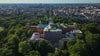 An aerial drone view of the Maximilianeum in Munich , Germany.