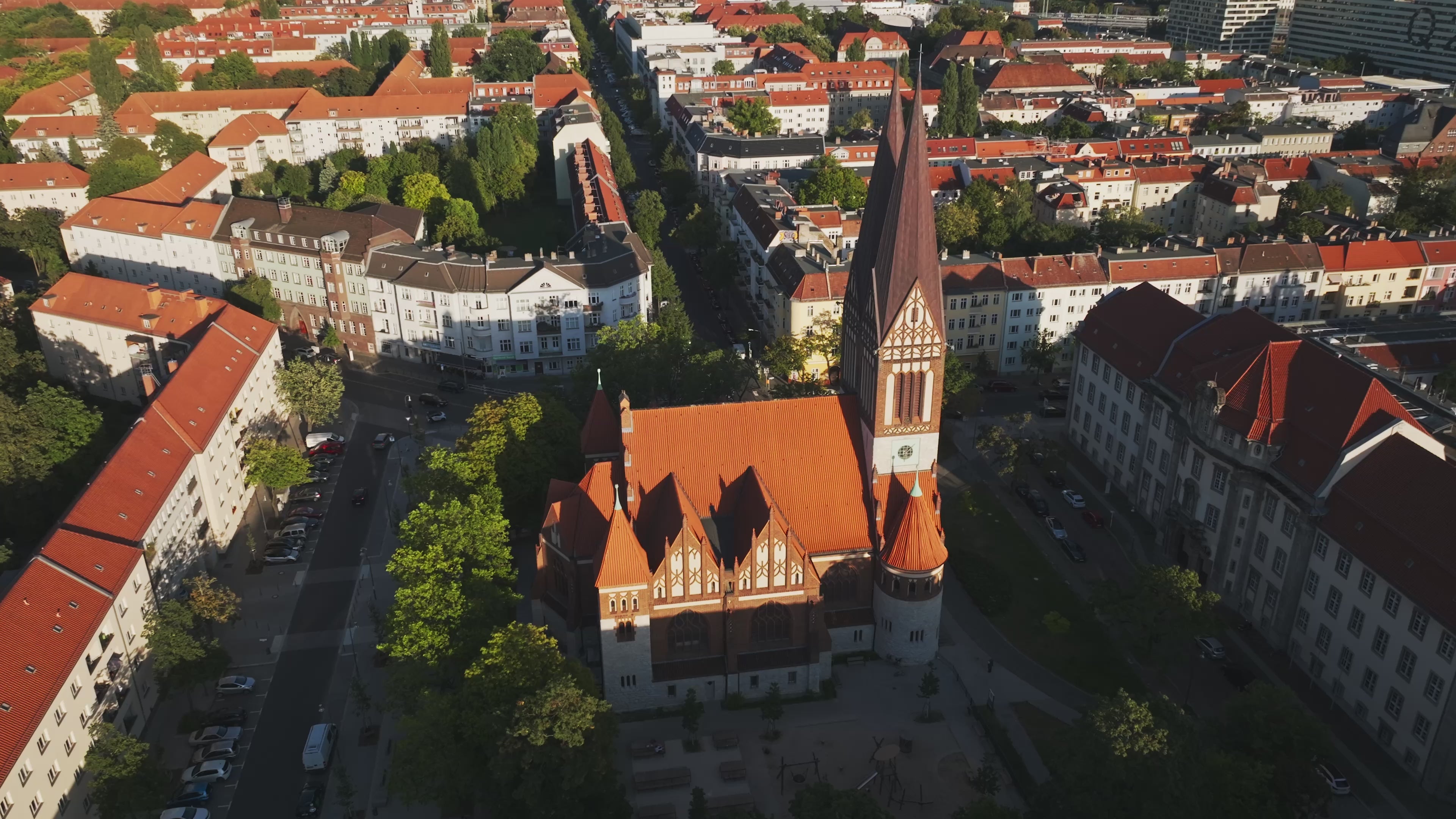 Aerial view of the Coptic Orthodox Church in Berlin, Germany.
