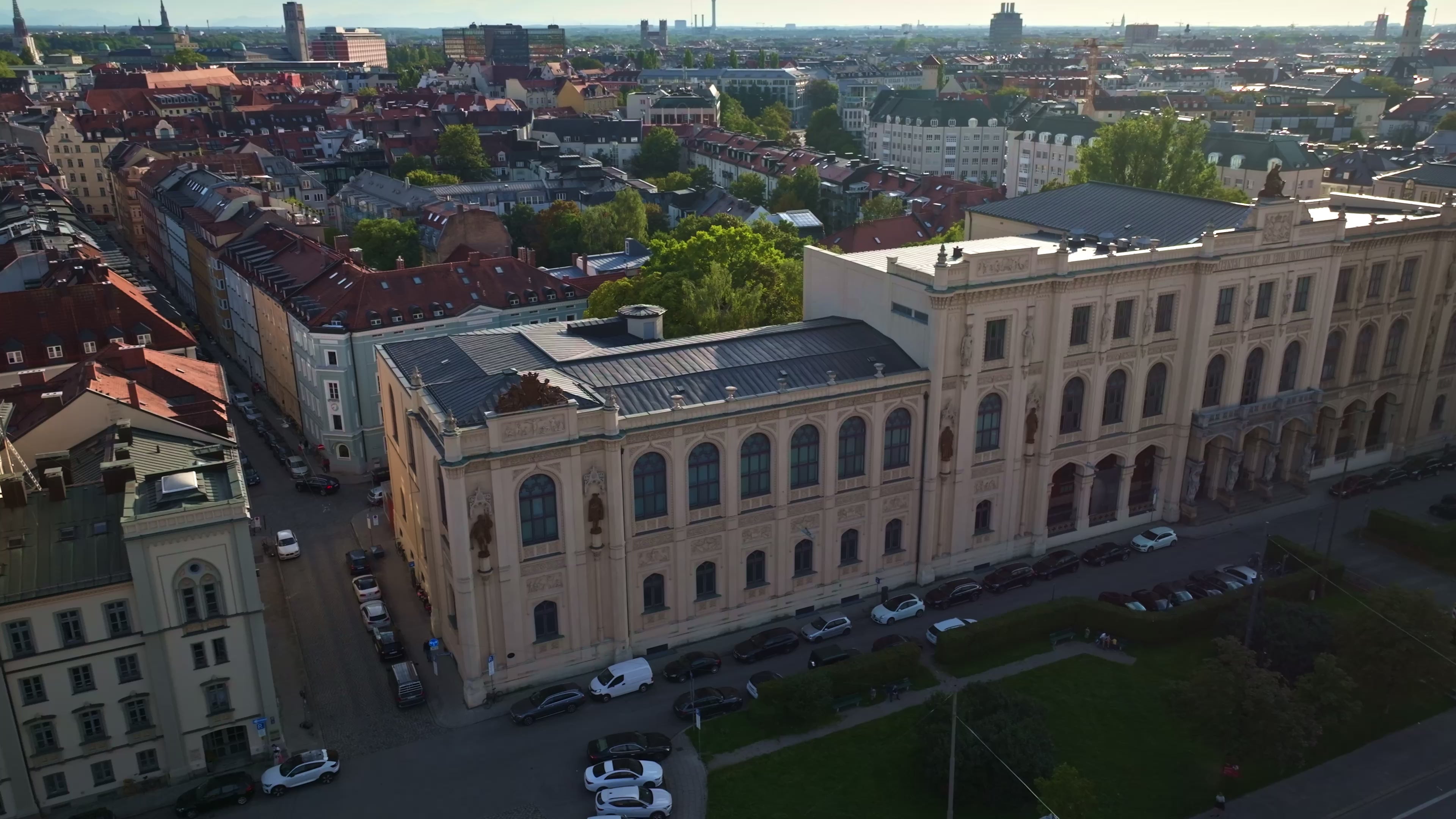 Aerial view of the Museum Five Continents in Munich, Germany.