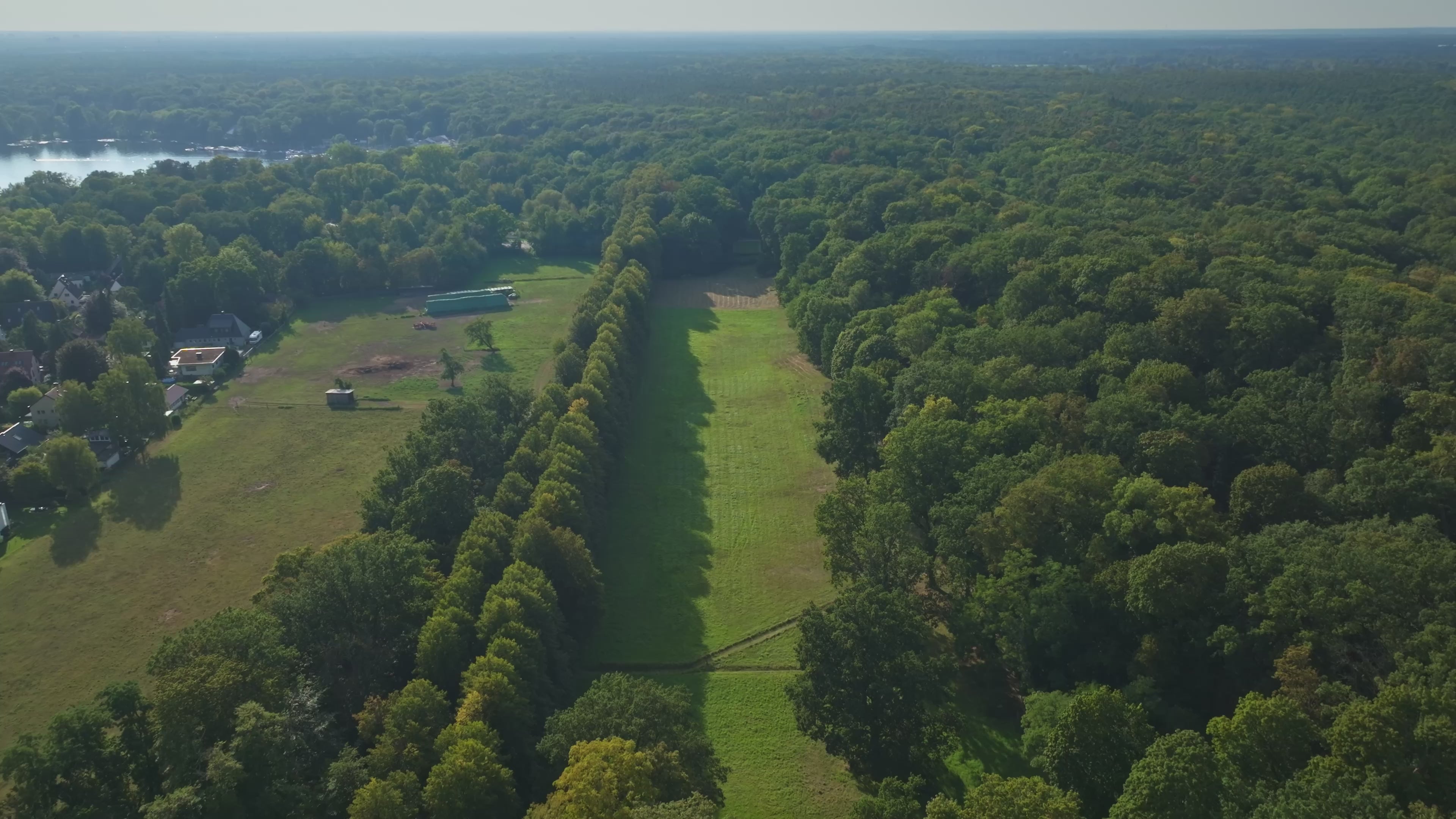 Aerial drone view of Schloss Tegel in Berlin, Germany.
