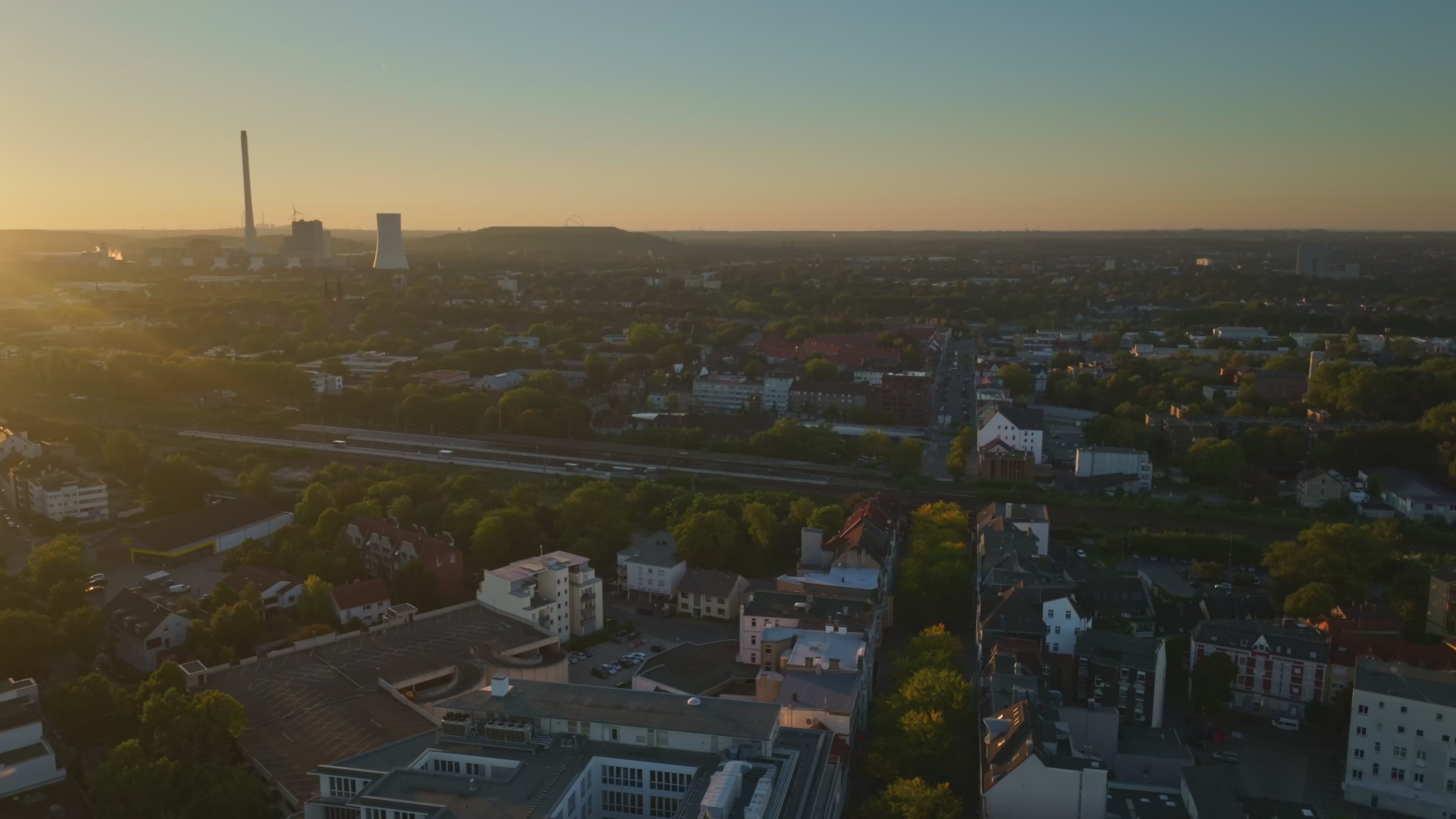 Aerial drone view of Herne in North Rhine-Westphalia, Germany.