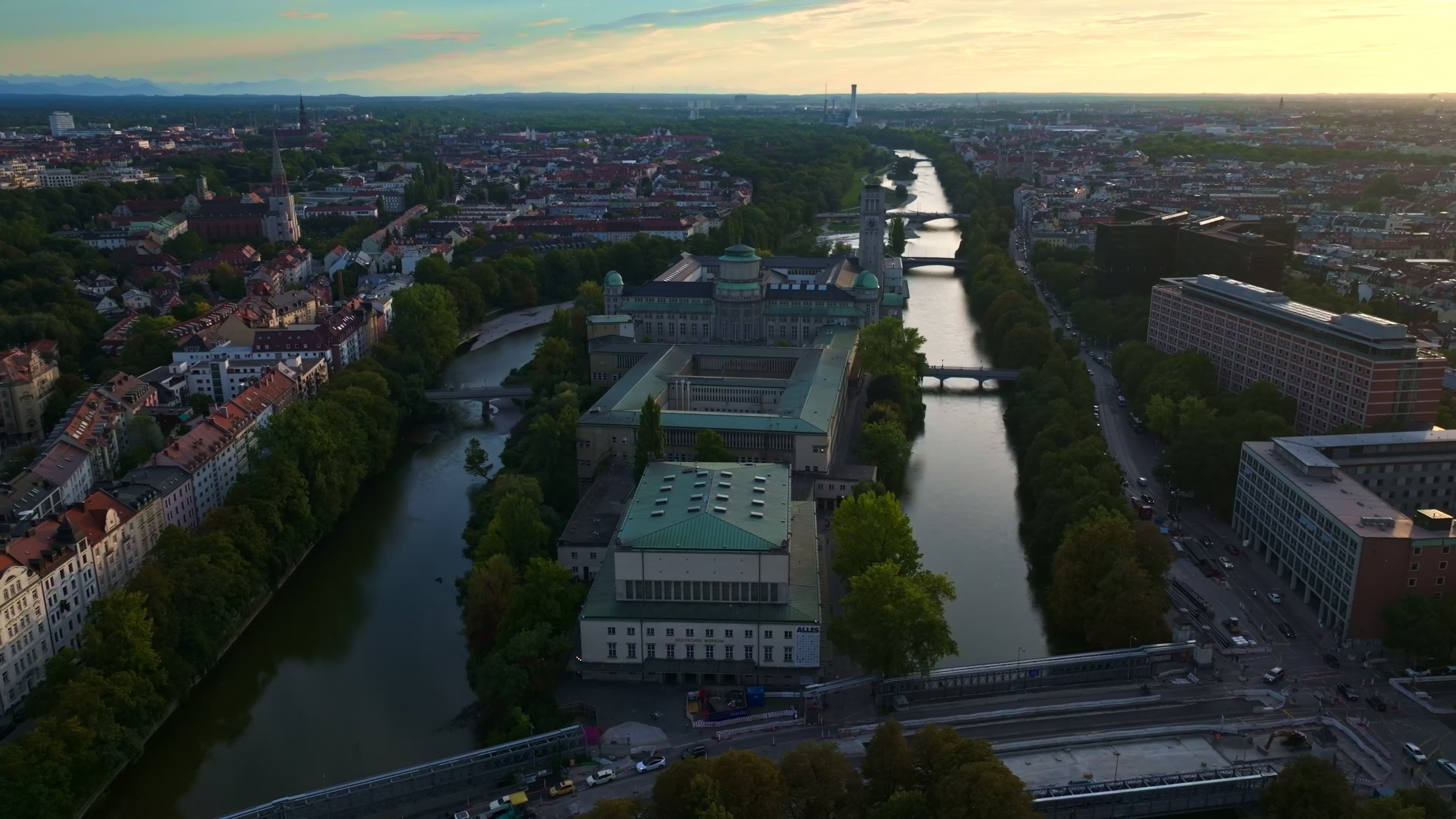 Aerial view of the Deutsches Museum in Munich, Germany.