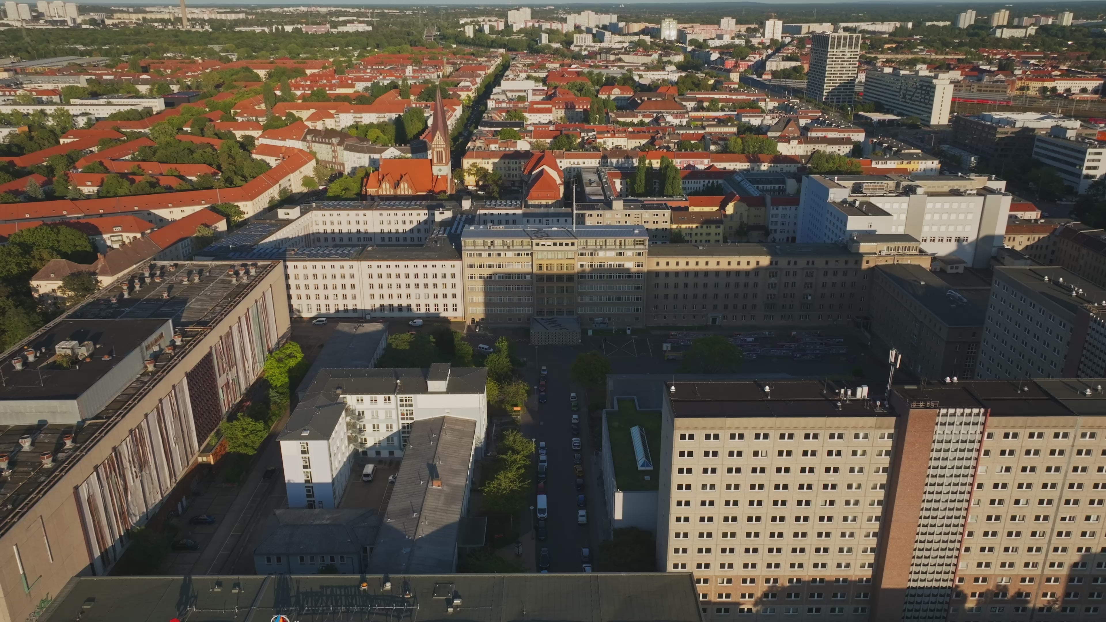Aerial view of the Stasi Museum in Berlin, Germany.