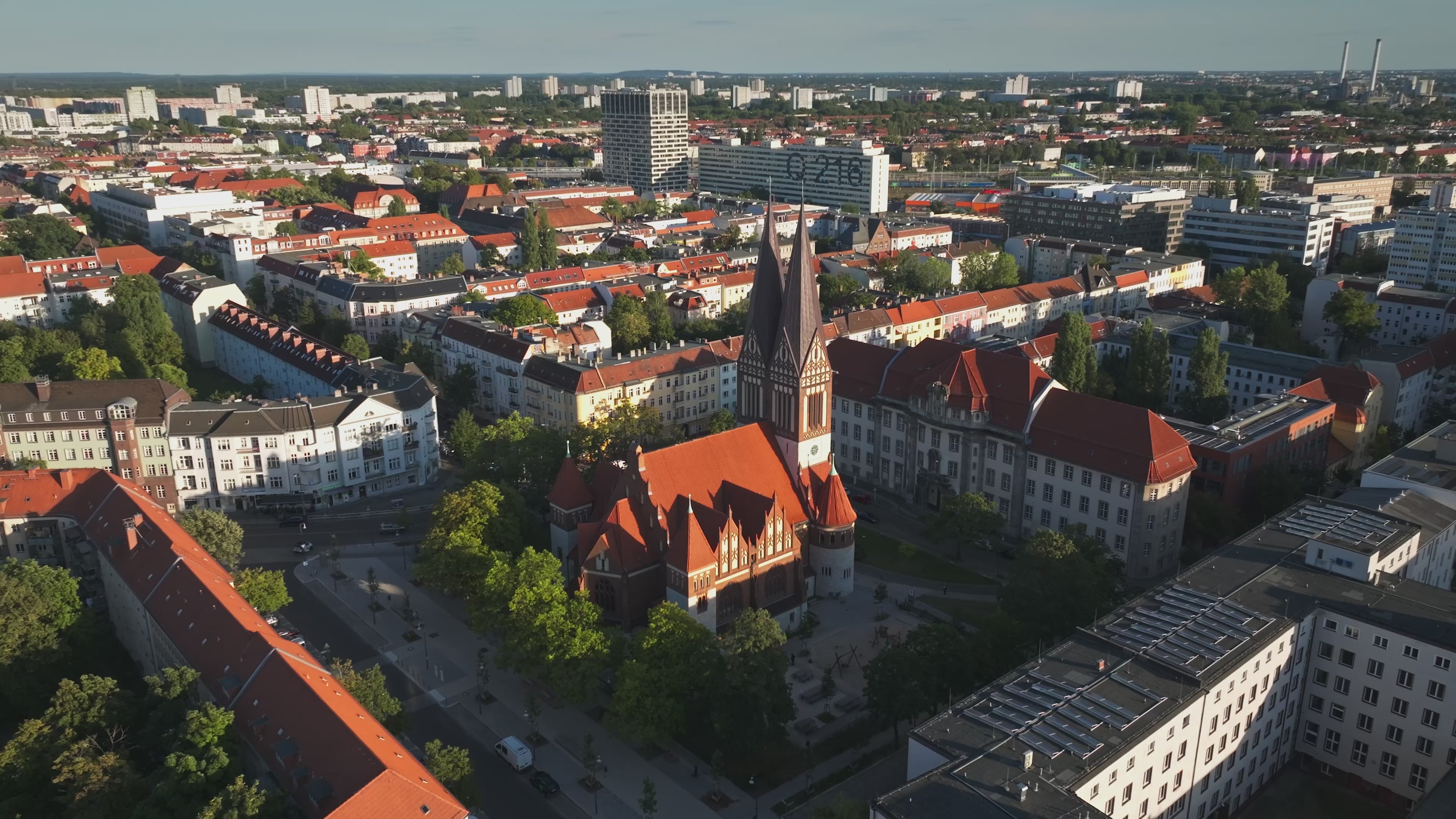 Aerial view of the Coptic Orthodox Church in Berlin, Germany.