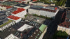 Aerial drone view of Wittelsbacherplatz in Munich, Germany.