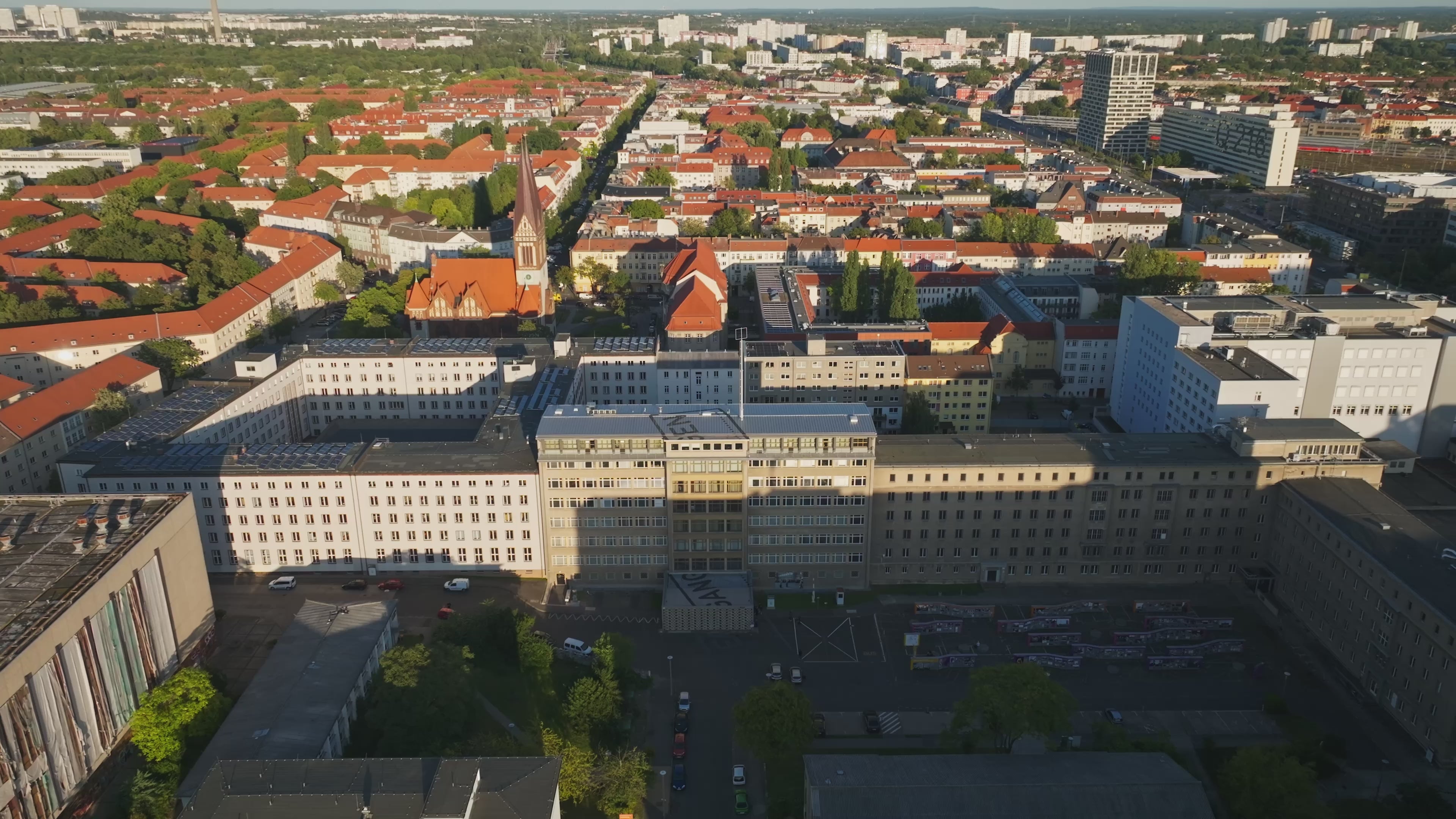 Aerial view of the Stasi Museum in Berlin, Germany.