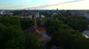 Aerial drone view of Muffatwerk in Munich, Germany.
