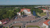 Aerial drone view of Oranienburg Palace in Oranienburg, Brandenburg, Germany.