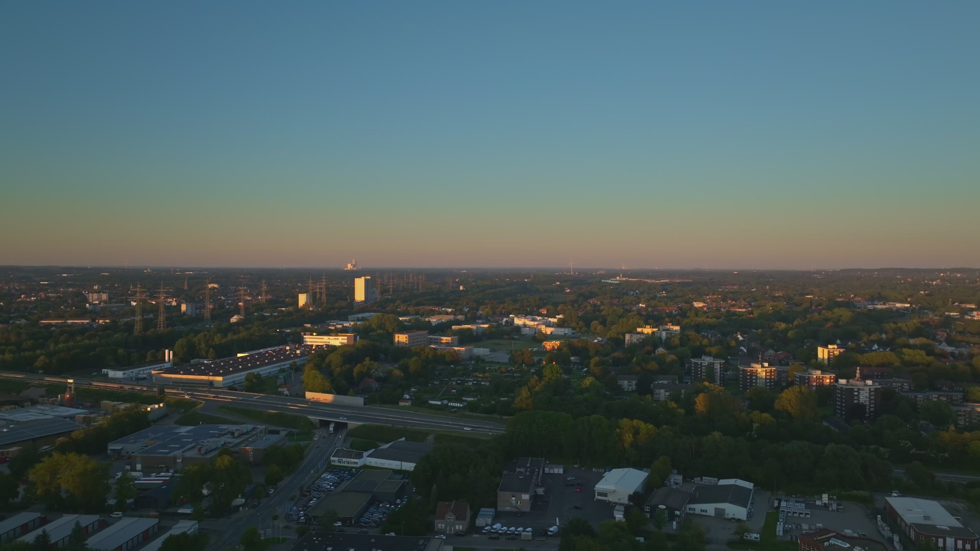 Aerial drone view of Herne in North Rhine-Westphalia, Germany.