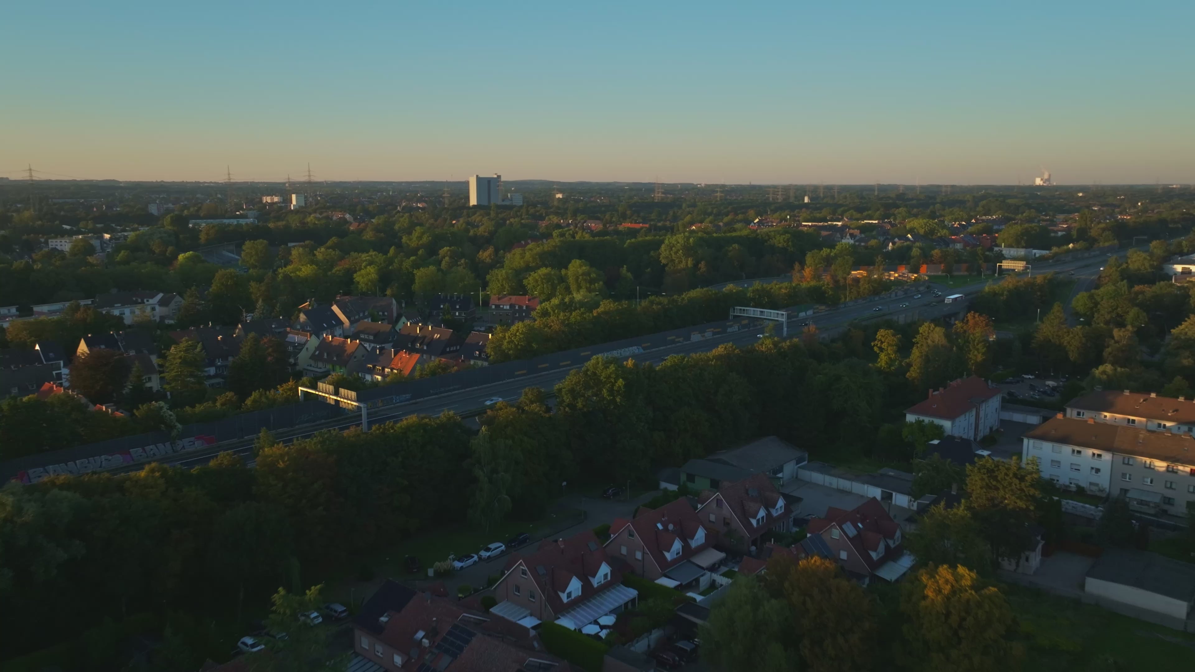 Aerial drone view of Herne in North Rhine-Westphalia, Germany.