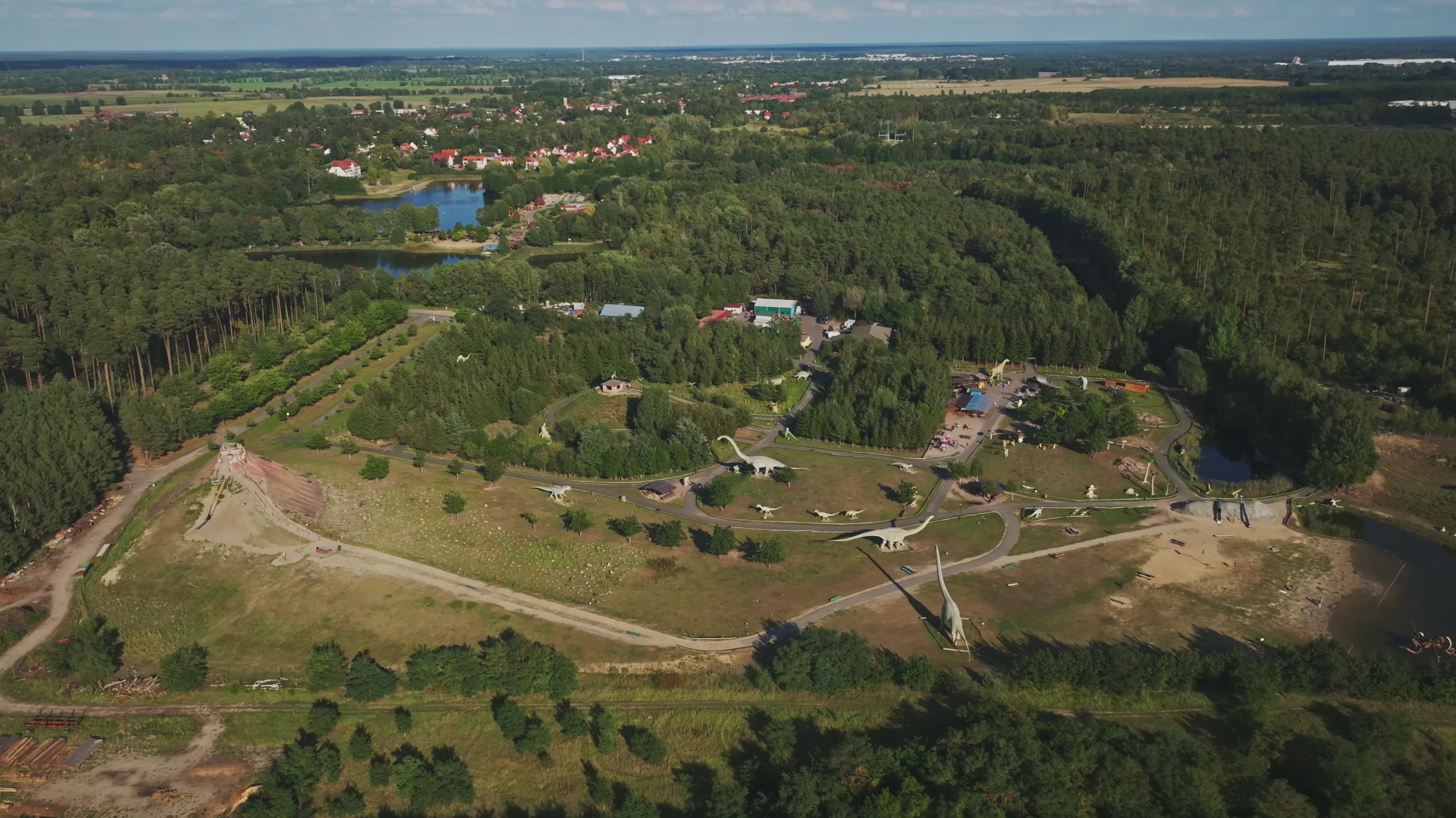 Aerial view of Tier-, Freizeit- und Saurierpark Germendorf in Oranienburg.