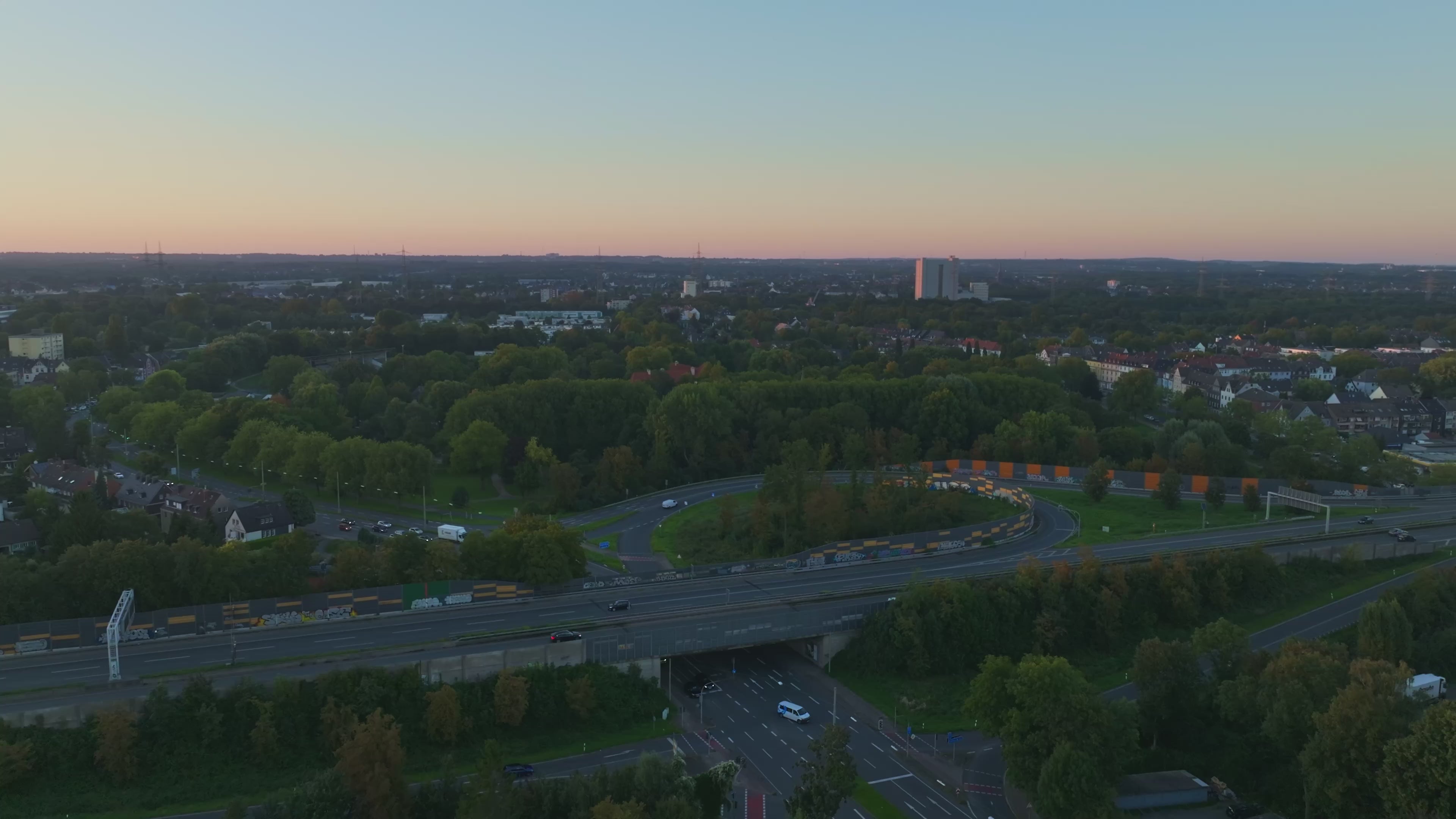 Aerial drone view of Herne in North Rhine-Westphalia, Germany.