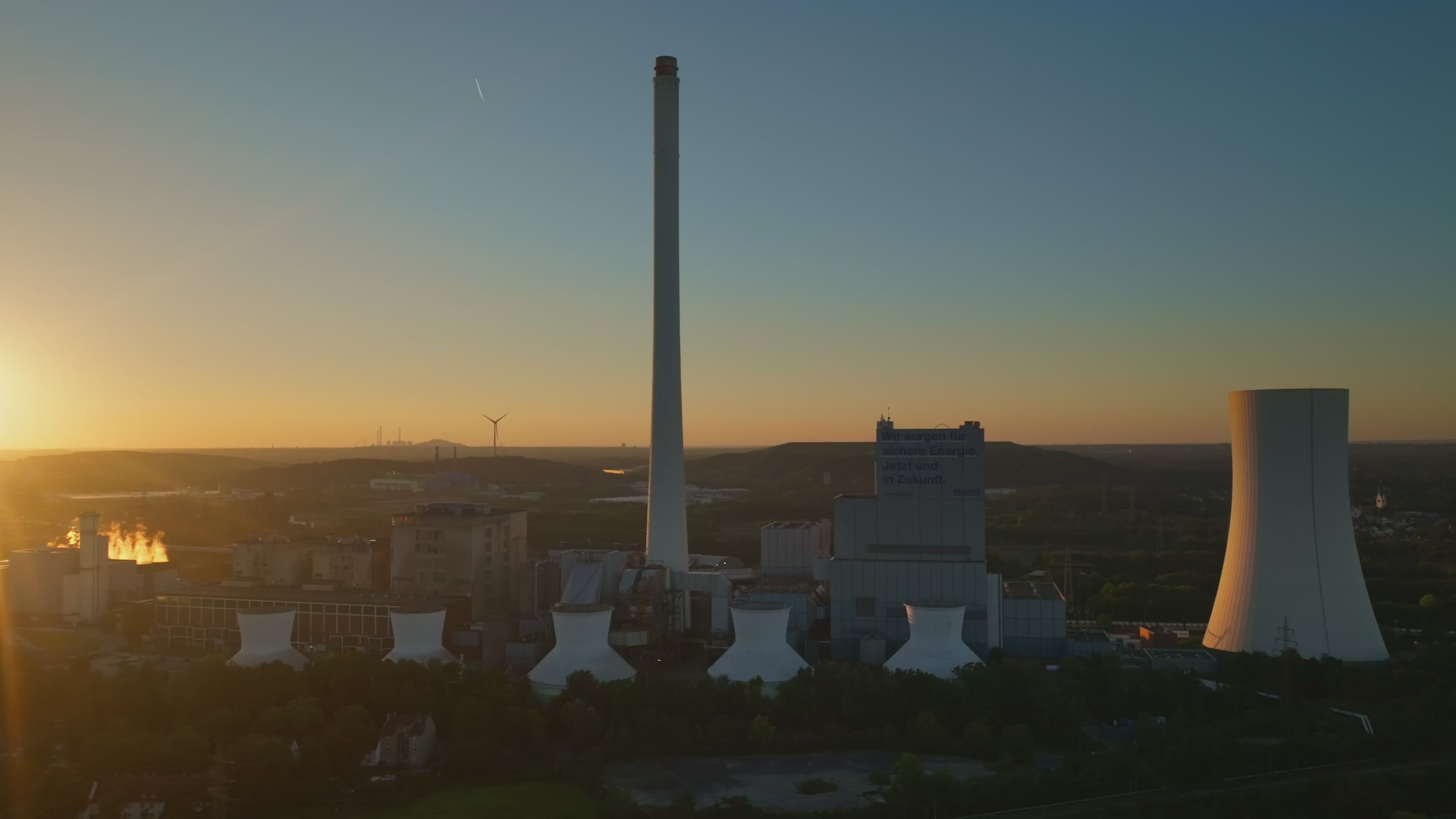 Aerial drone view of hard-coal-fired combined heat and power plant in Herne.
