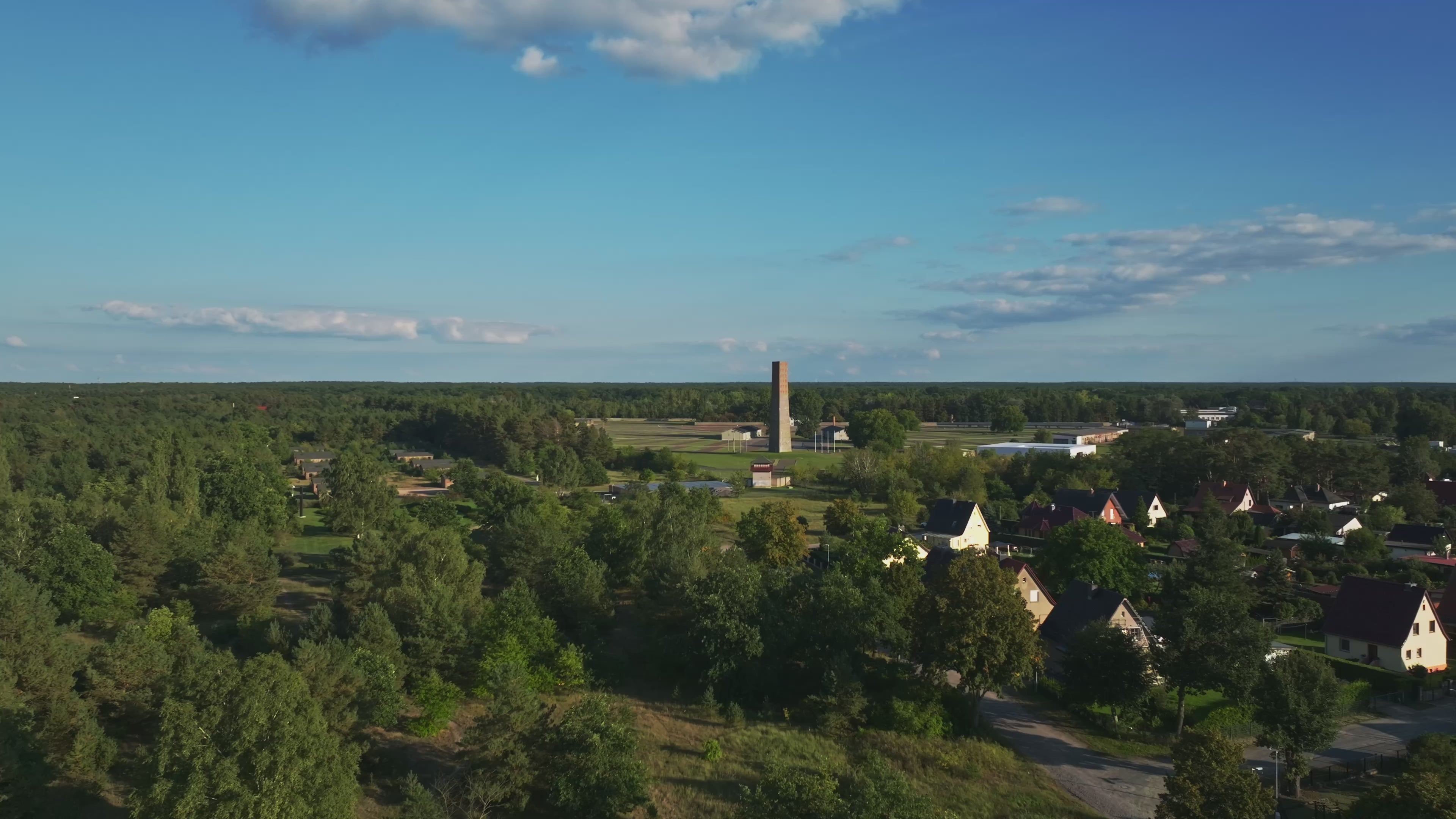 Aerial drone view of Sachsenhausen Memorial and Museum in Oranienburg, Germany