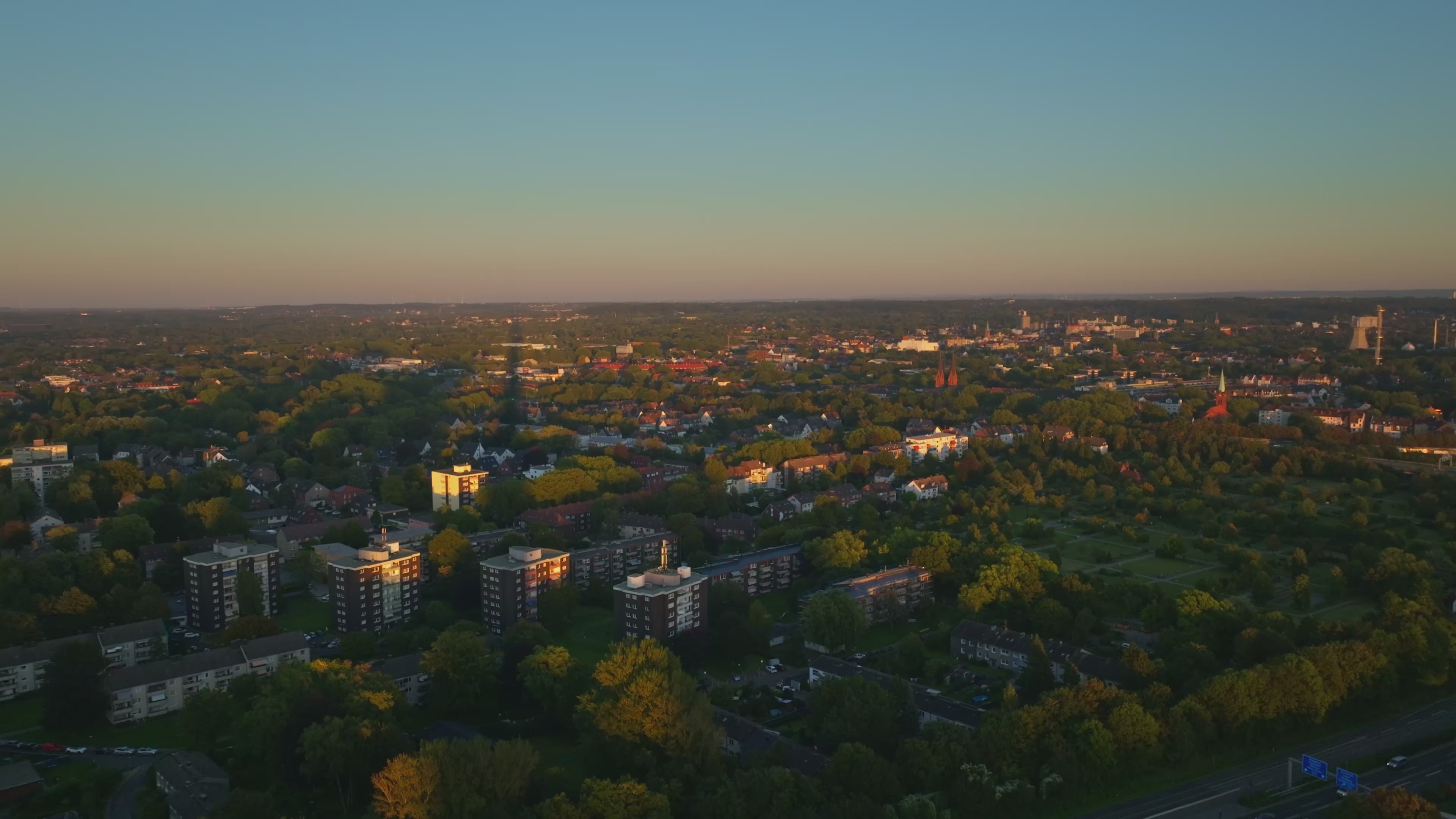 Aerial drone view of Herne in North Rhine-Westphalia, Germany.