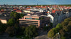 Aerial view of the Maxmonument prominently at the center of Maximilianstraße.