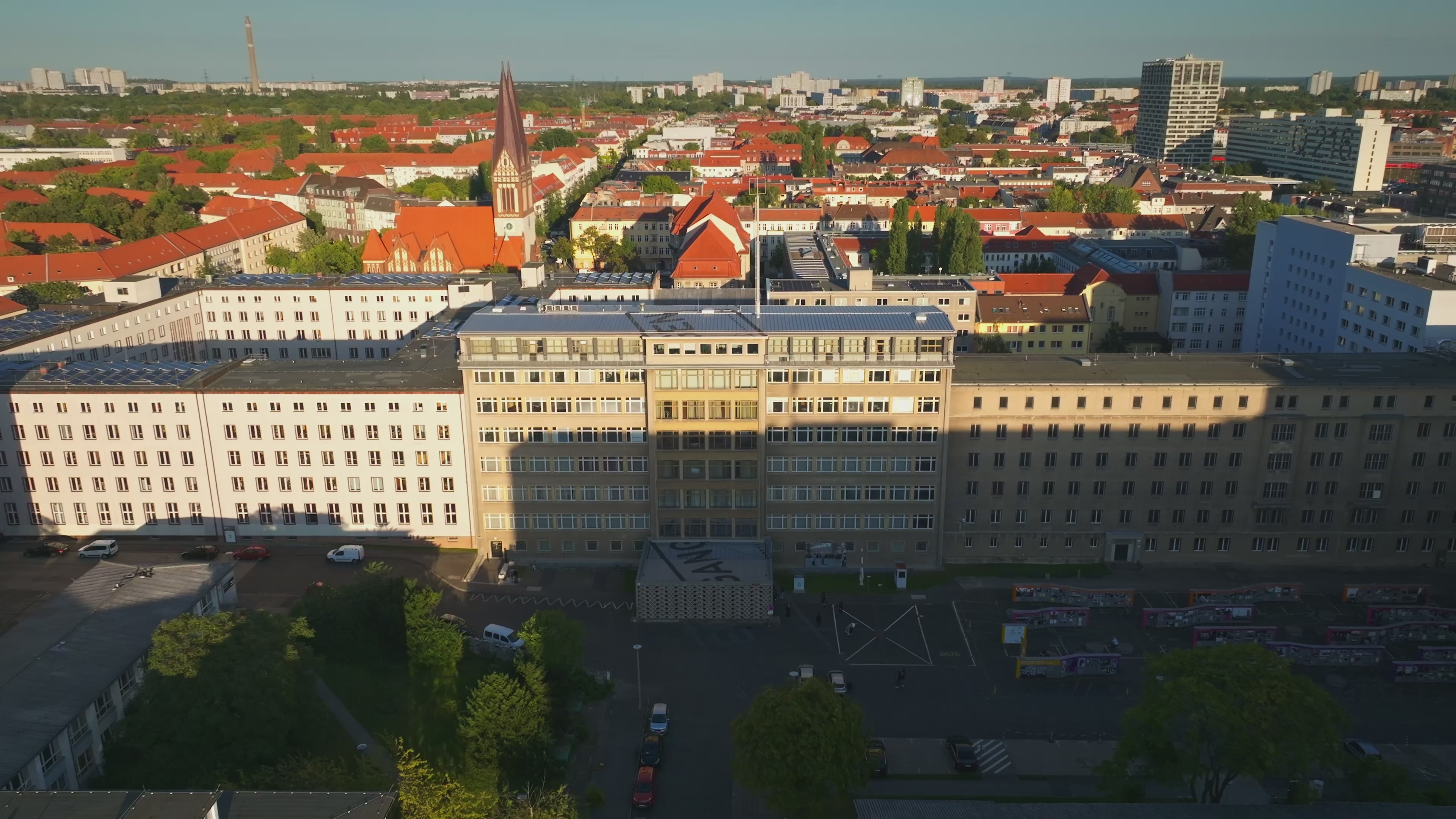 Aerial view of the Stasi Museum in Berlin, Germany.