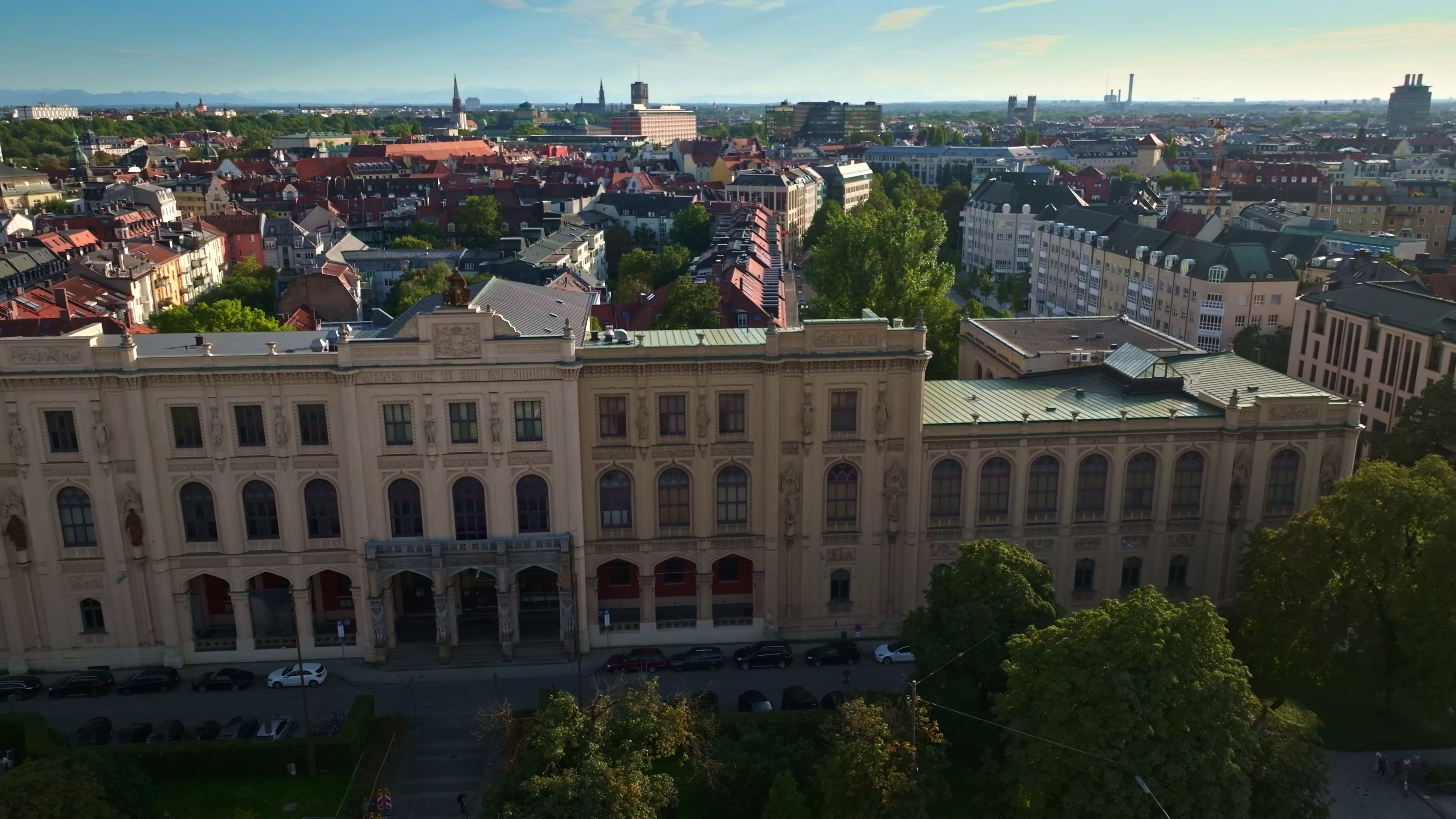 Aerial view of the Museum Five Continents in Munich, Germany.