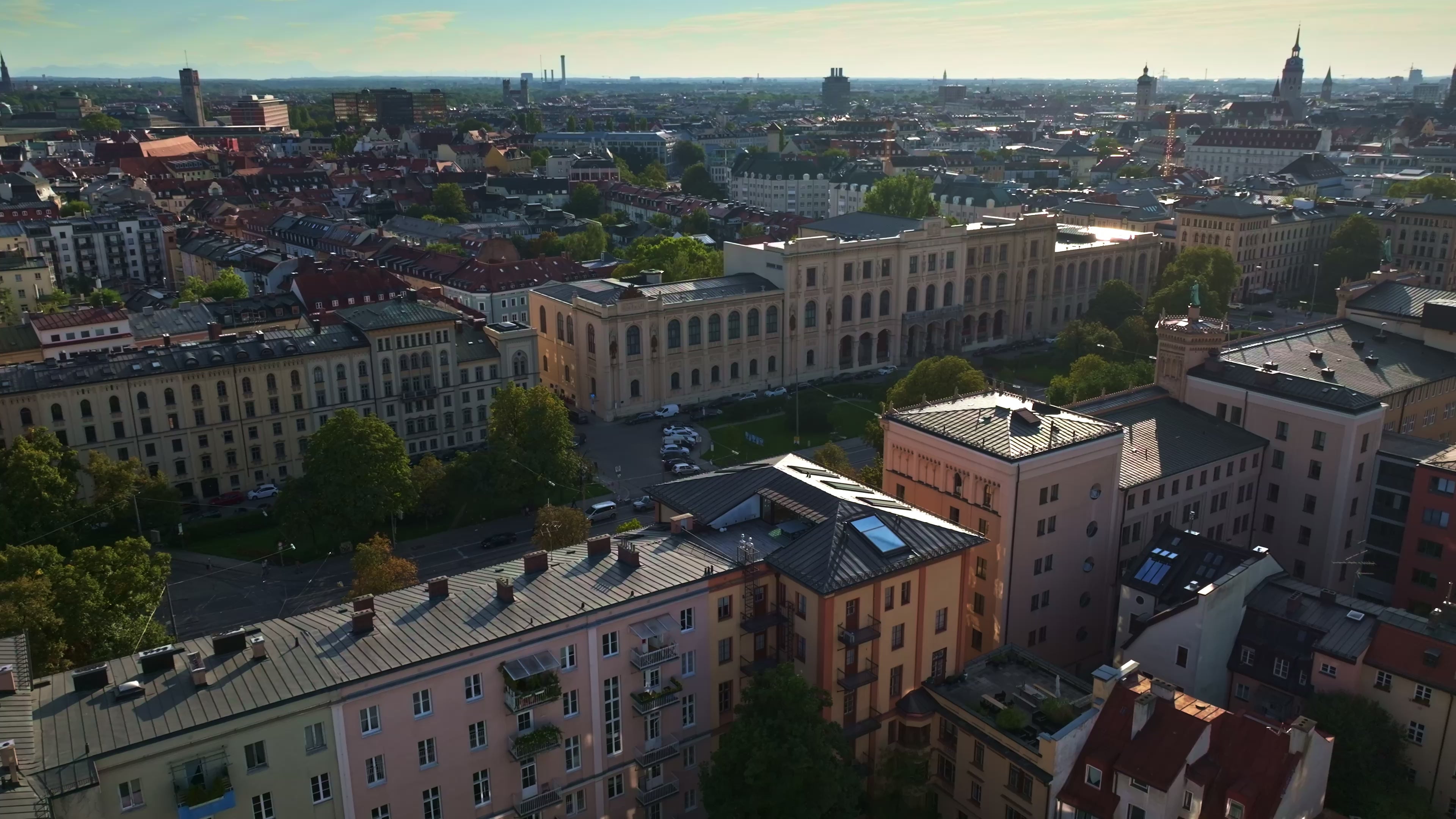 Aerial view of the Museum Five Continents in Munich, Germany.