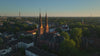 Aerial view of St. Marien Church in Herne, North Rhine-Westphalia, Germany.