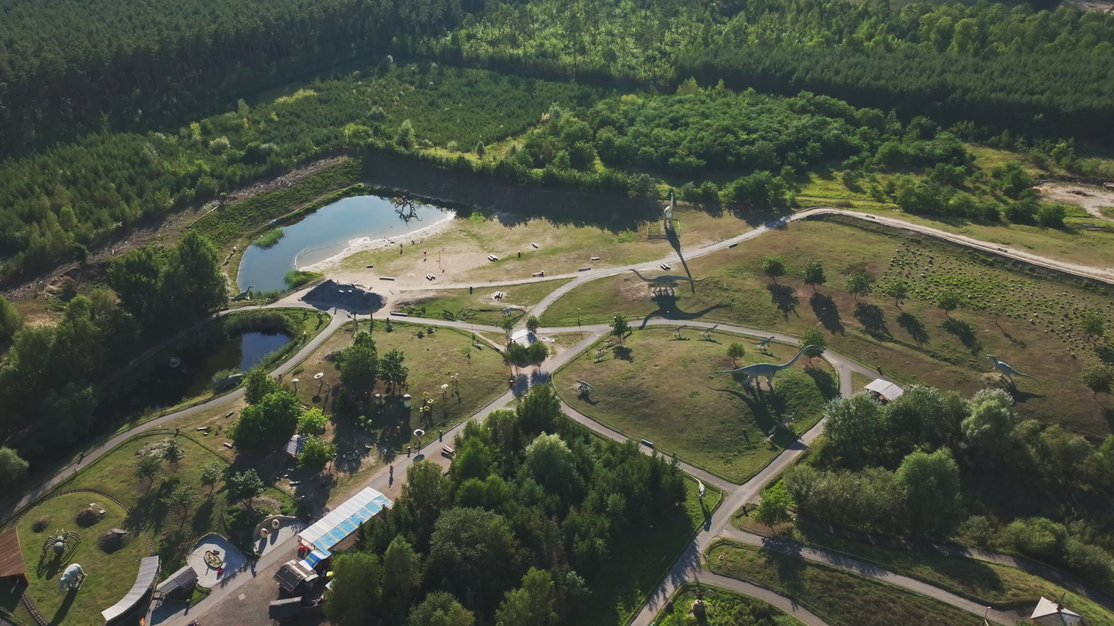 Aerial view of Tier-Freizeit- und Saurierpark Germendorf in Oranienburg.
