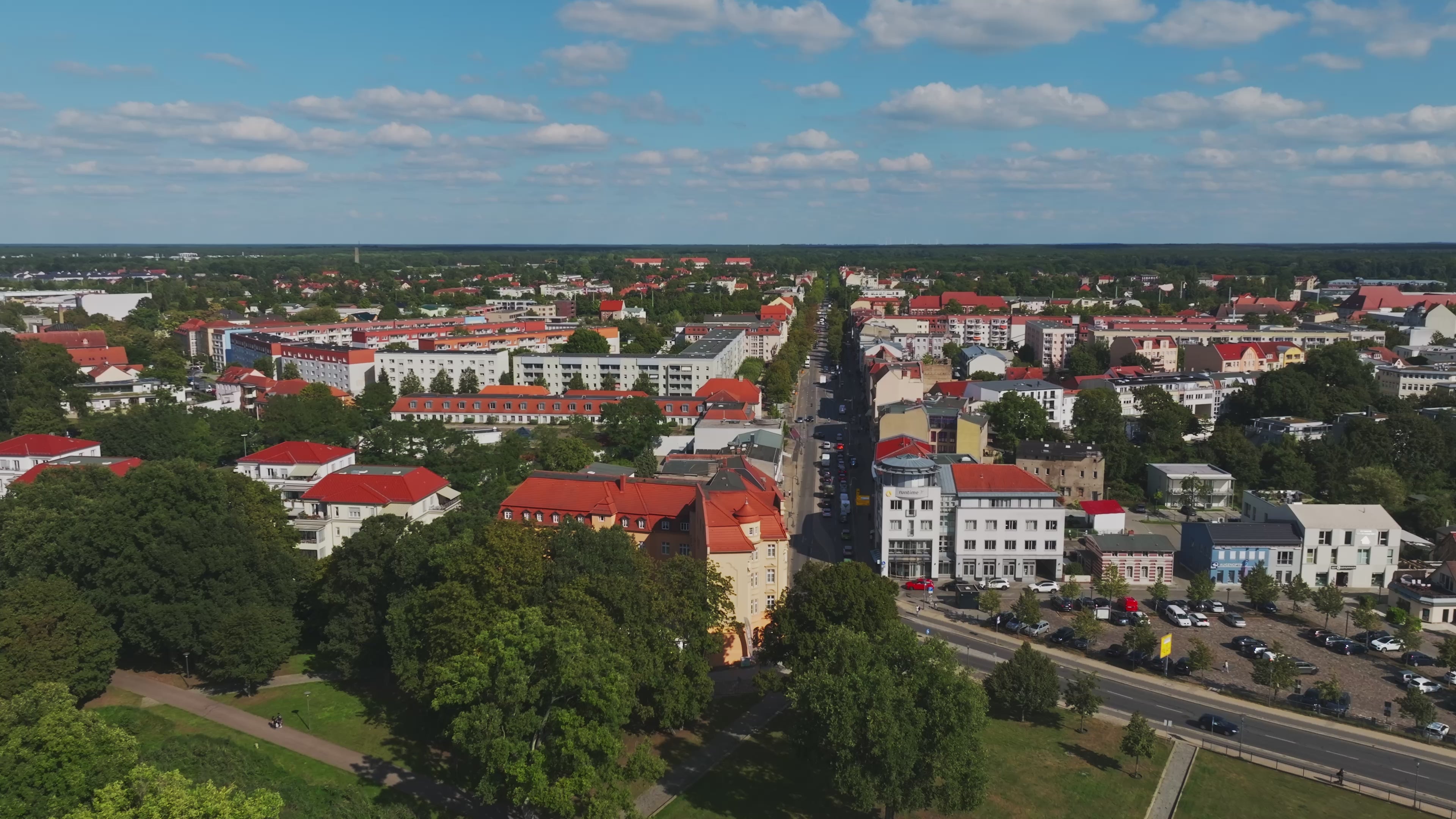 Aerial drone view of Oranienburg, Germany.