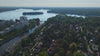 Aerial drone view of Lake Tegel (Tegeler See) in Berlin, Germany.