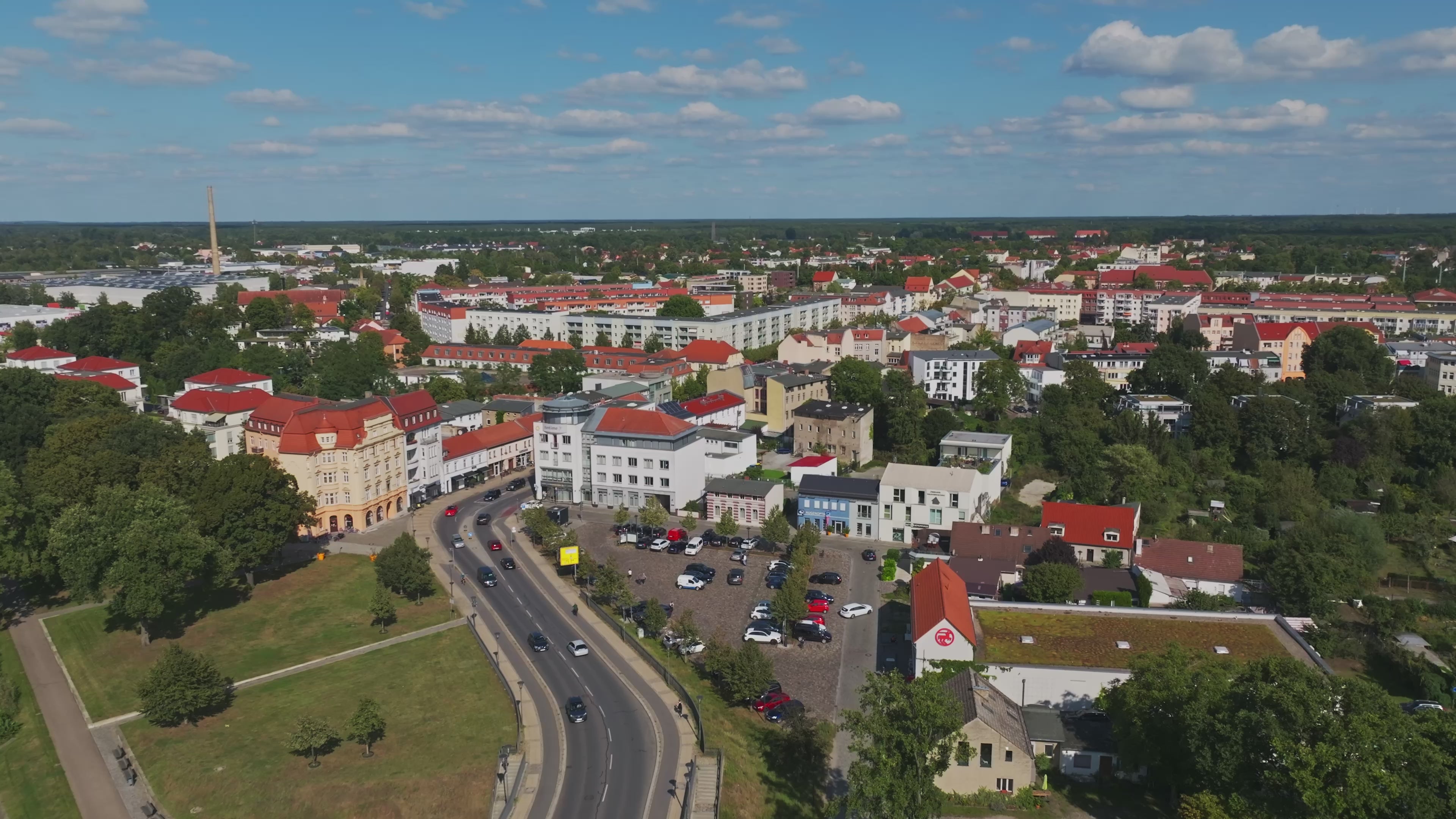Aerial drone view of Oranienburg, Germany