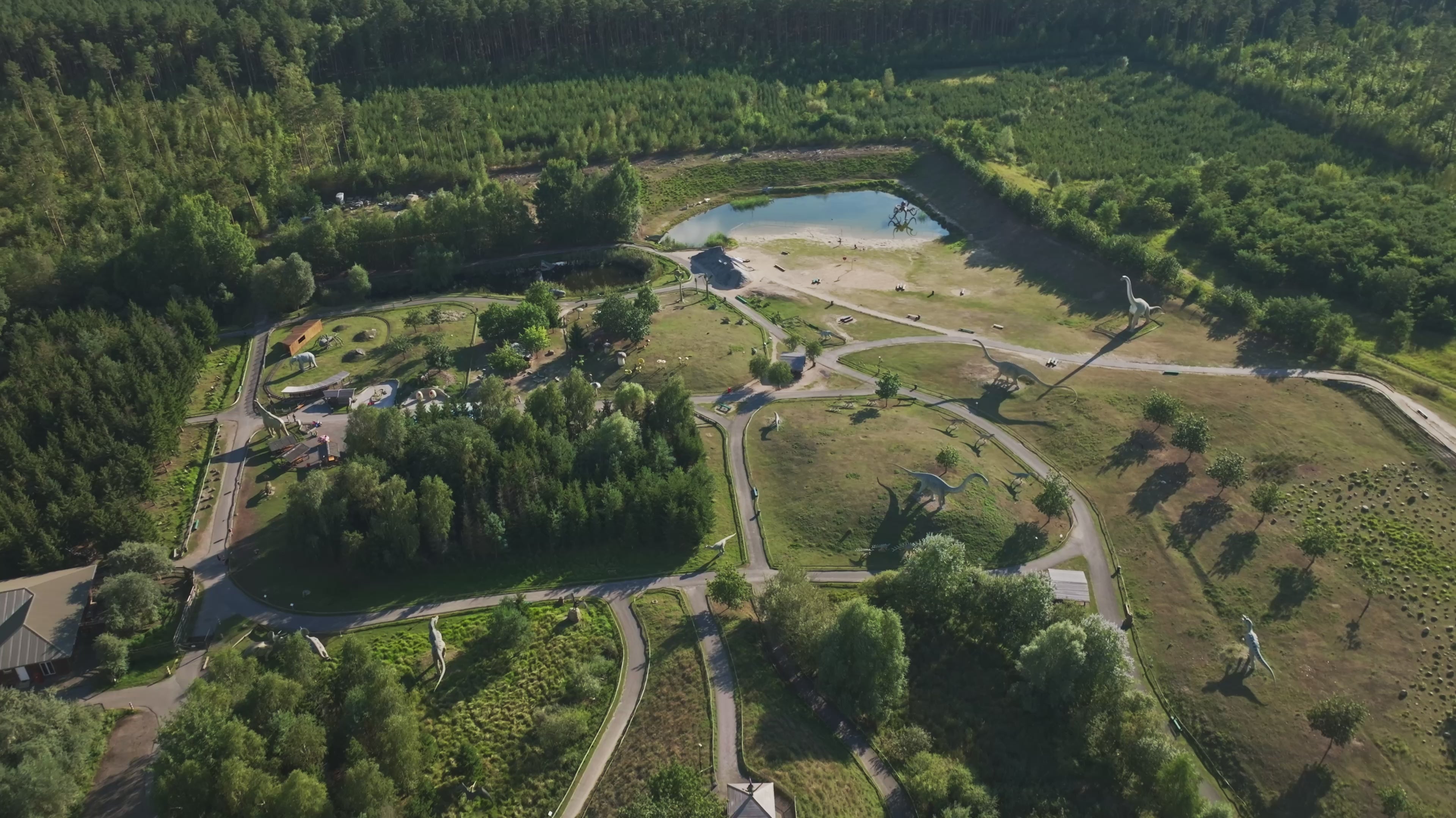 Aerial view of Tier-Freizeit- und Saurierpark Germendorf in Oranienburg.