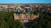 An aerial drone view of the Maximilianeum in Munich , Germany.