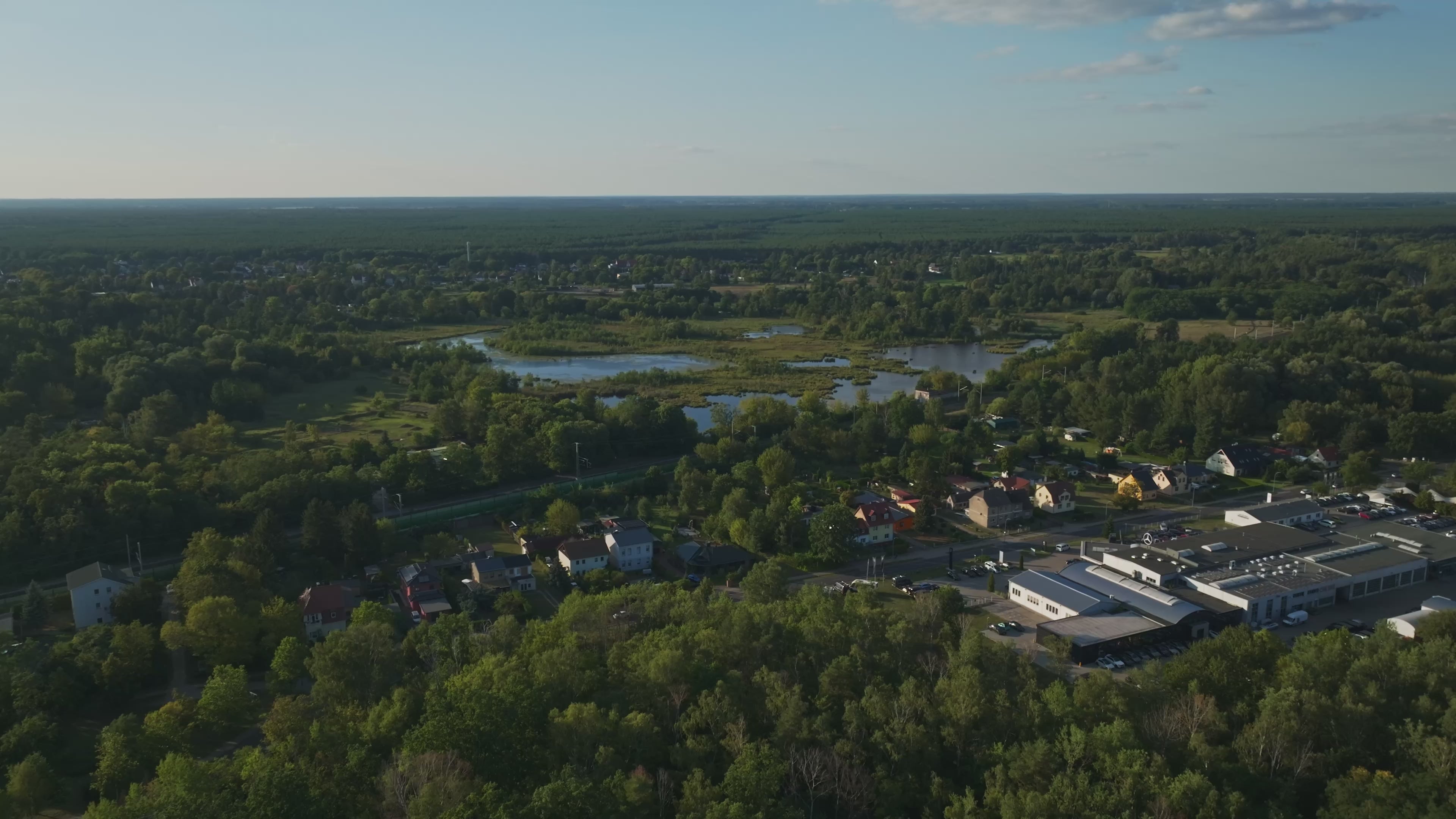 Aerial drone view of Sachsenhausen, Oranienburg, Germany.