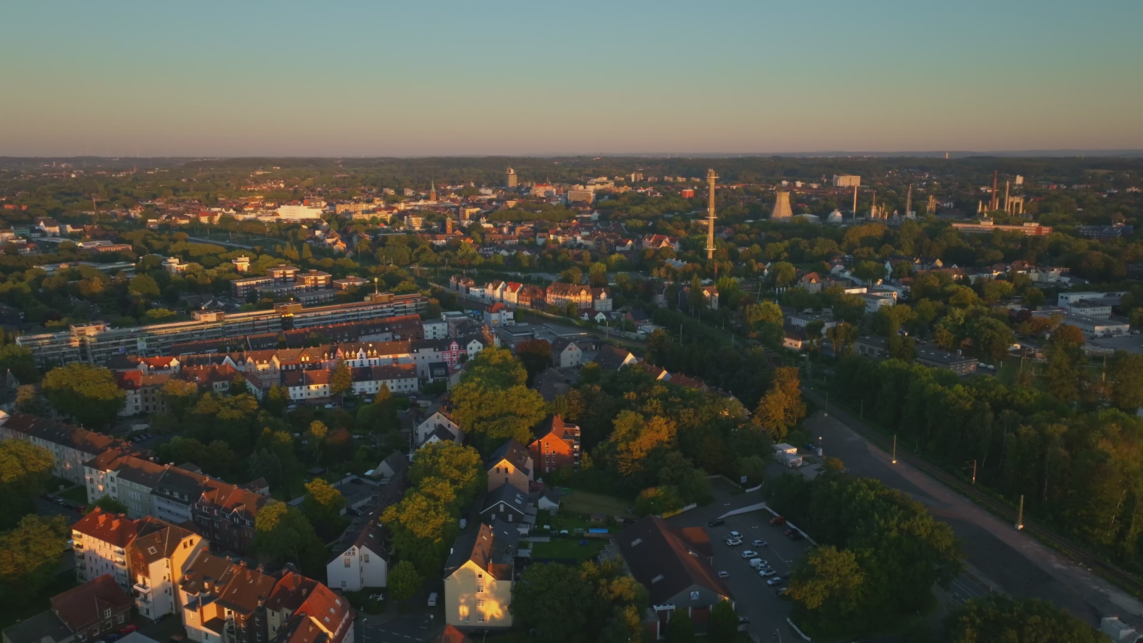 Aerial drone view of Herne in North Rhine-Westphalia, Germany.