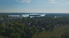 Aerial drone view of Lake Tegel (Tegeler See) in Berlin, Germany.
