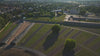 Aerial drone view of Sachsenhausen Memorial and Museum in Oranienburg, Germany.