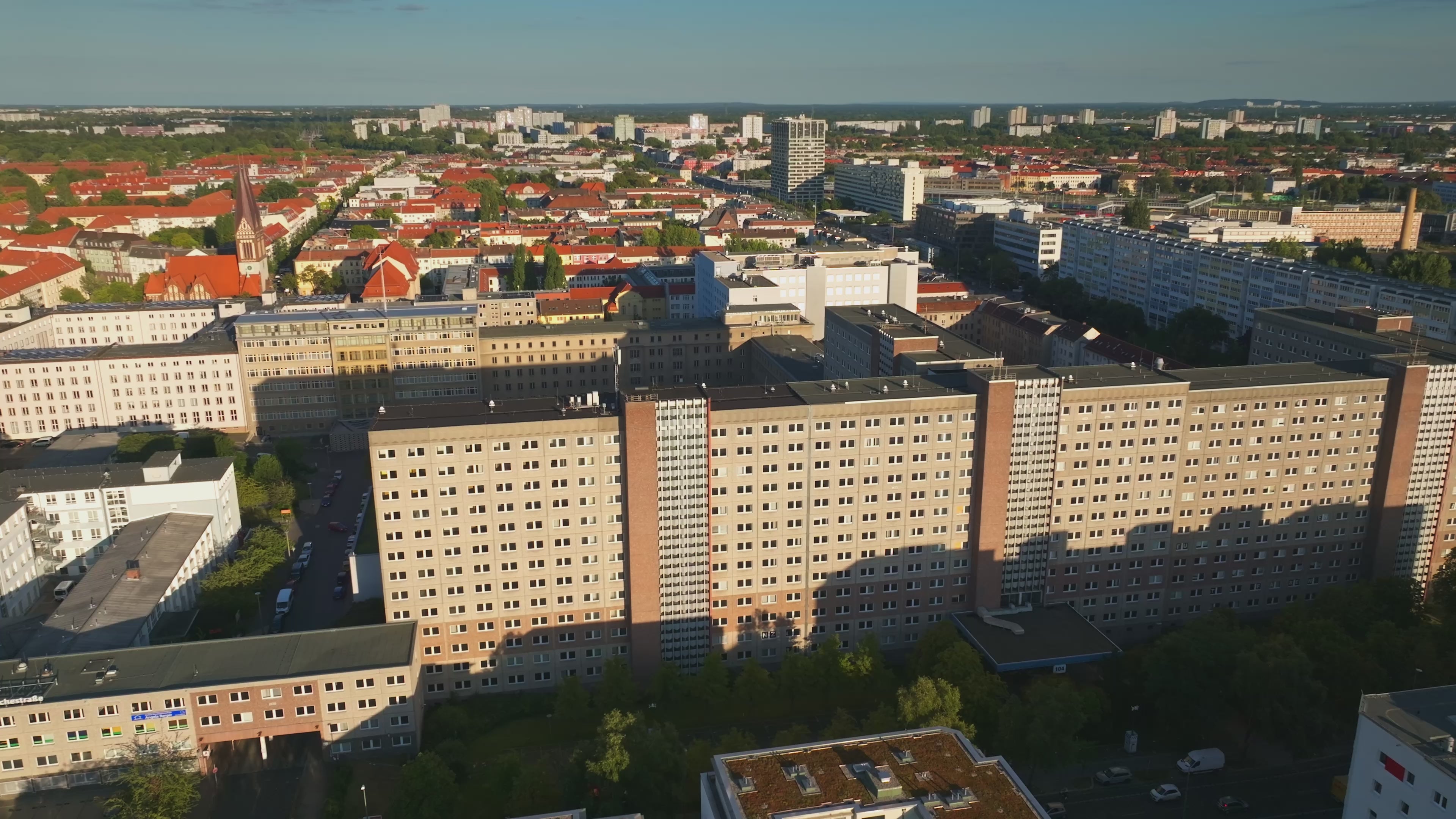 Aerial view of the Stasi Museum in Berlin, Germany.
