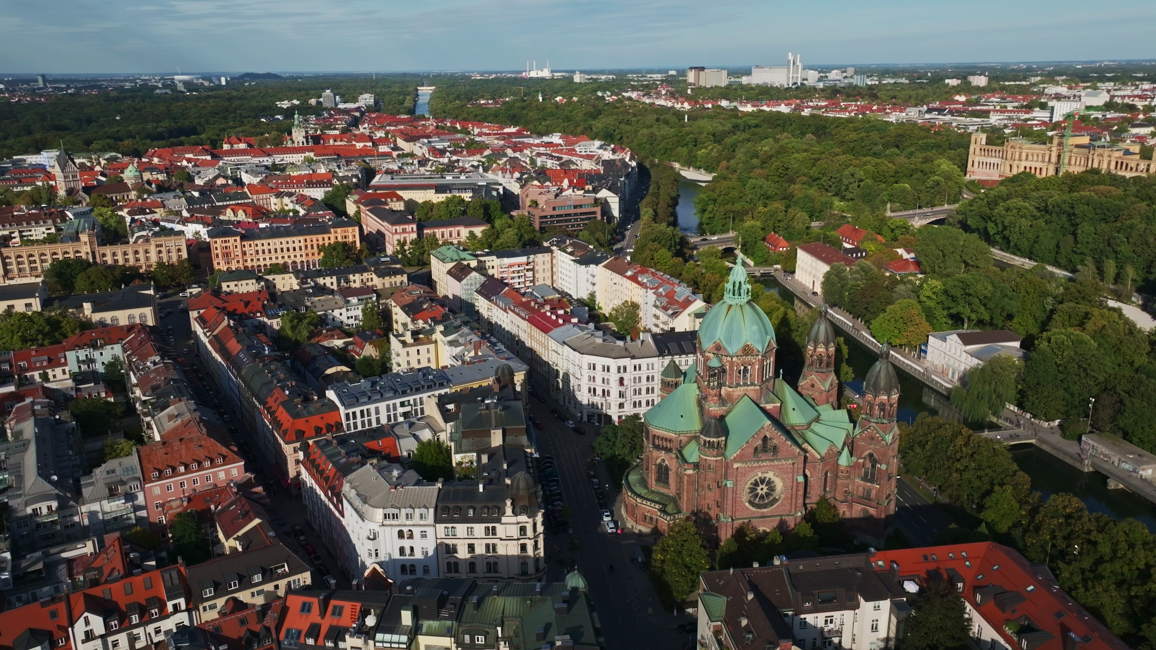 Aerial view of Lehel, one of Munich’s oldest and most charming districts.