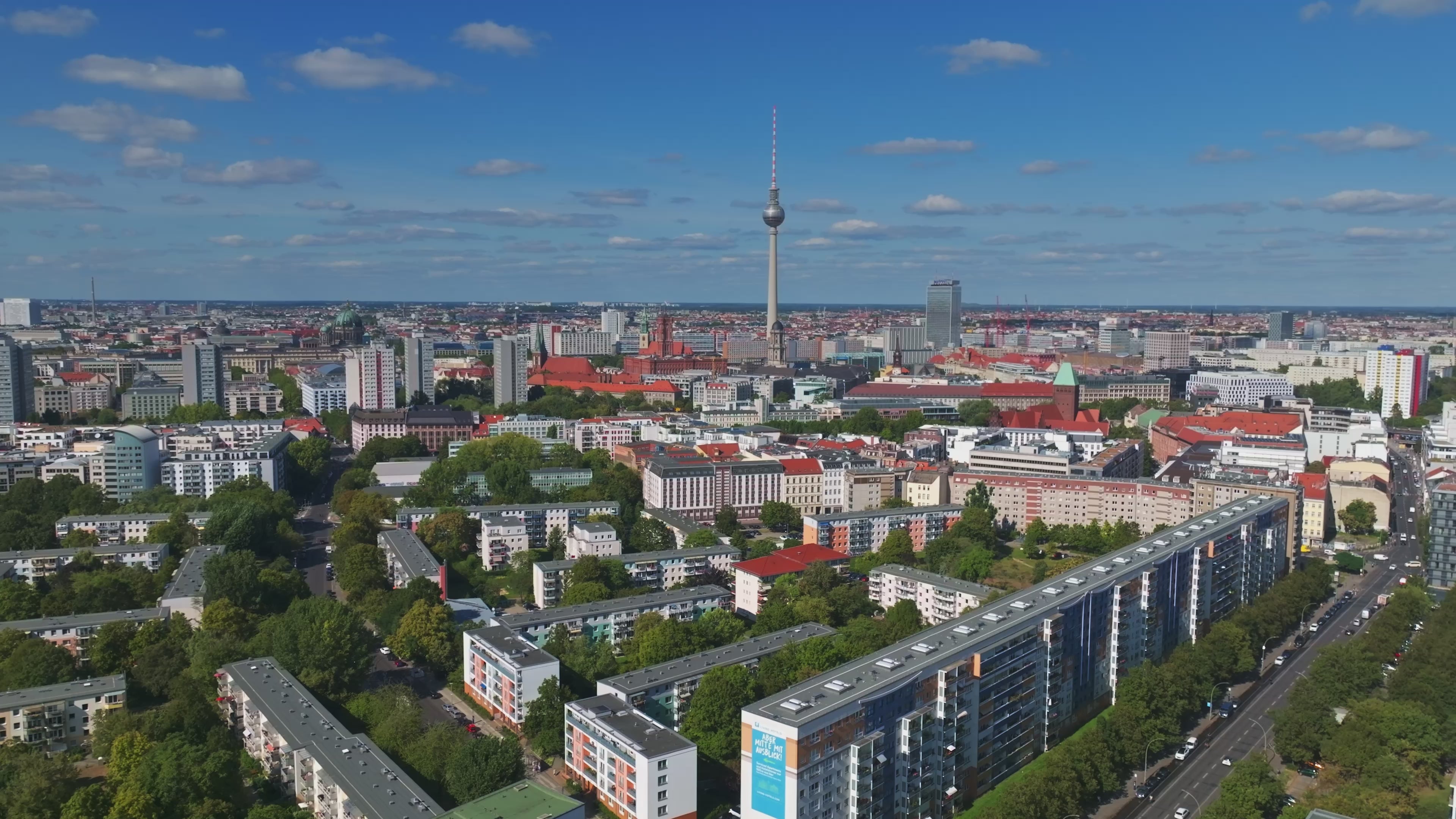Aerial drone view of Berlin-Mitte, the central district of Berlin, Germany .