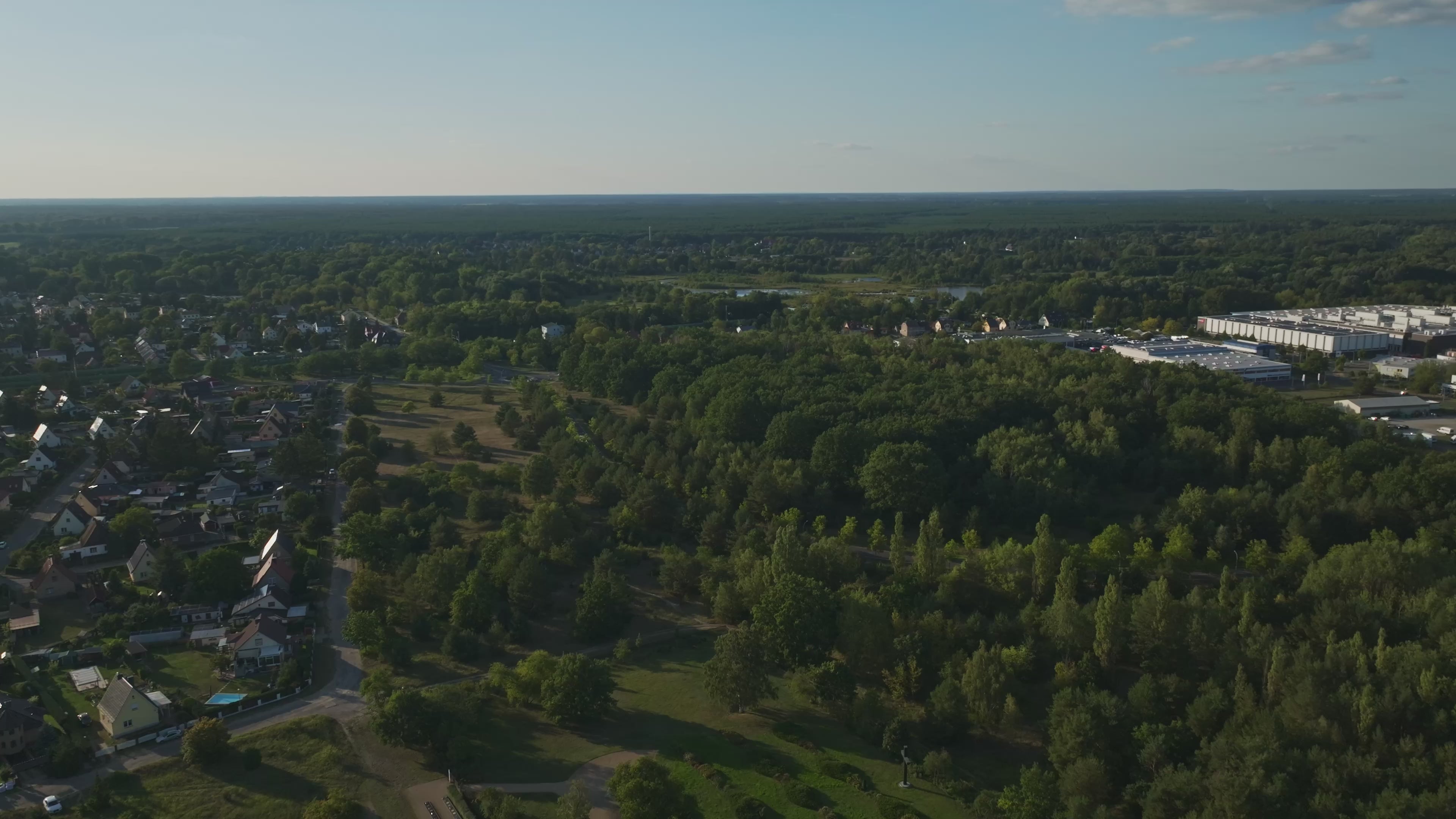 Aerial drone view of Sachsenhausen, Oranienburg, Germany.