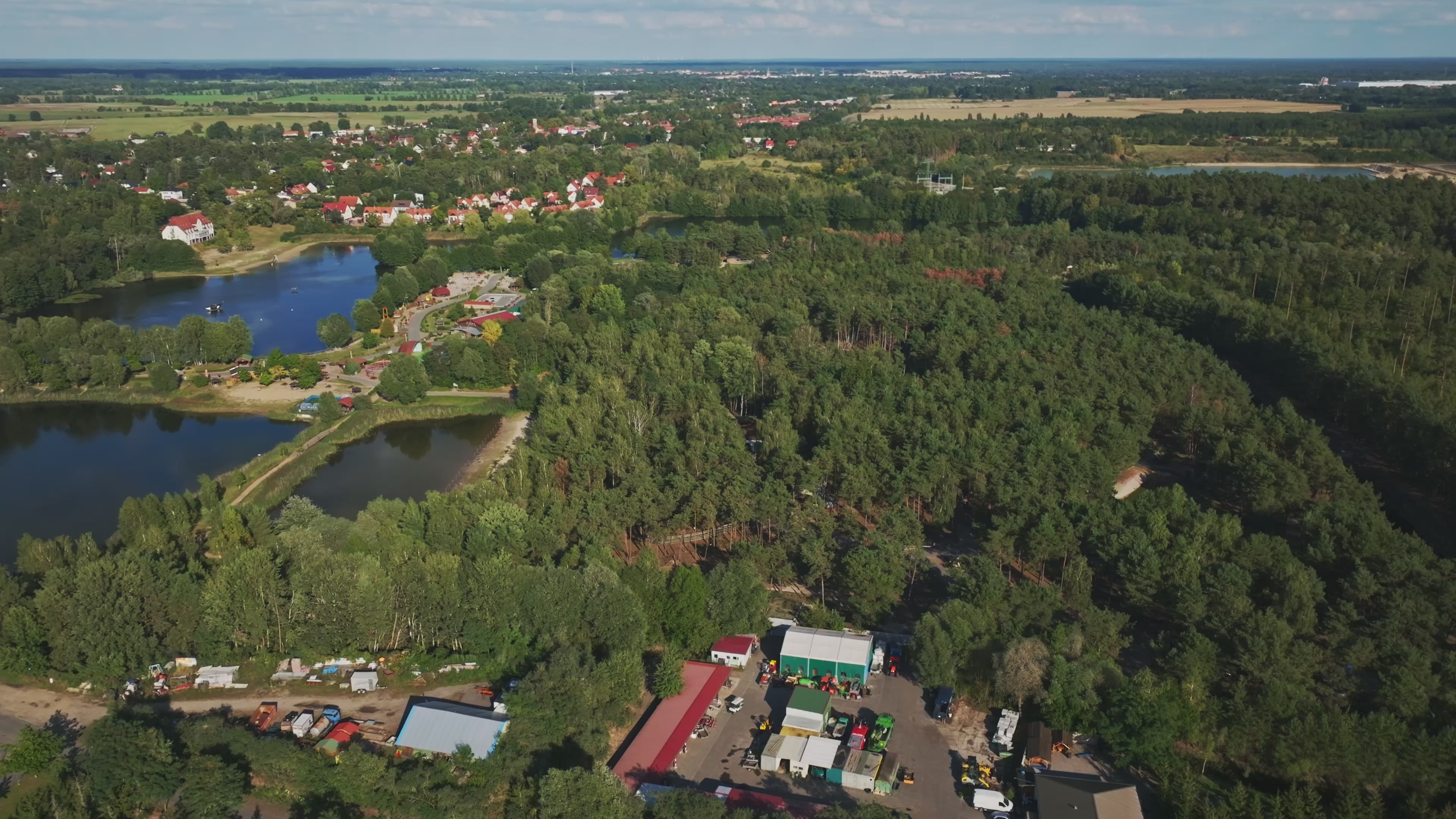 Aerial view of Tier-, Freizeit- und Saurierpark Germendorf in Oranienburg.