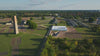 Aerial drone view of Sachsenhausen Memorial and Museum in Oranienburg, Germany.