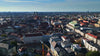 Aerial drone view of Munich’s Old Town (Altstadt), Germany.