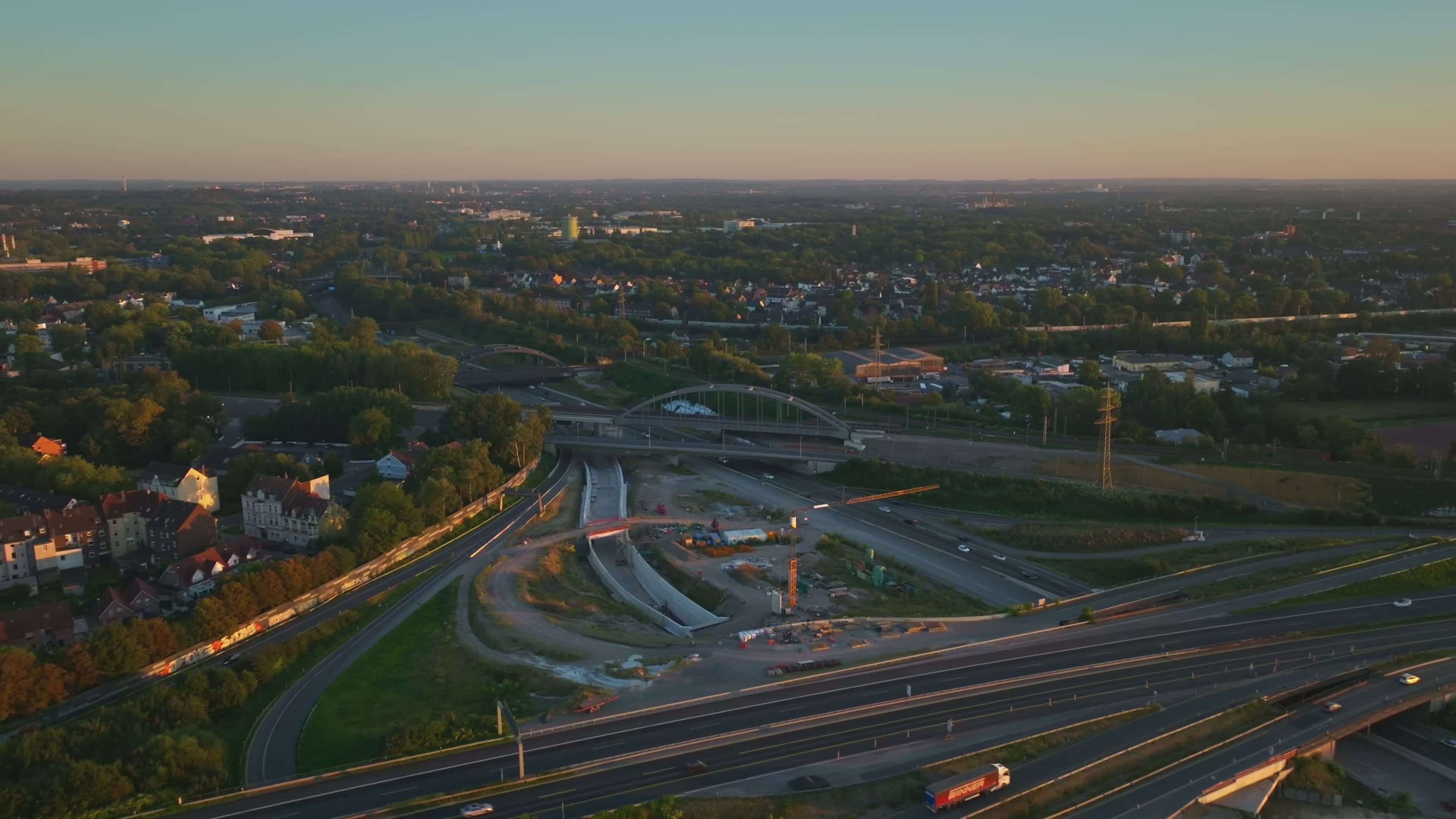 Aerial drone view of Herne in North Rhine-Westphalia, Germany.