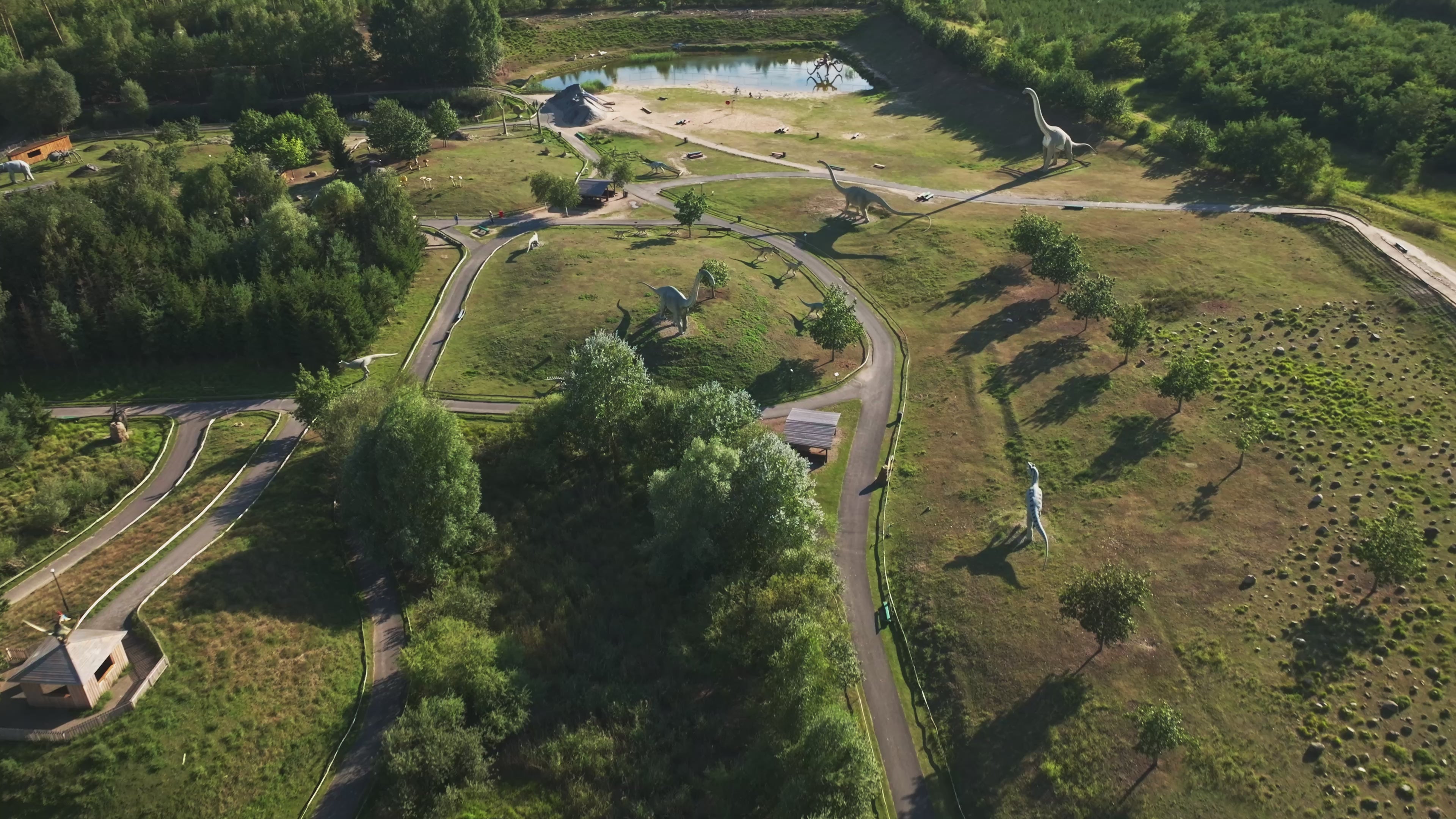 Aerial view of Tier- Freizeit- und Saurierpark Germendorf in Oranienburg.