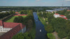 Aerial drone view of Oranienburg Palace in Oranienburg, Brandenburg, Germany.