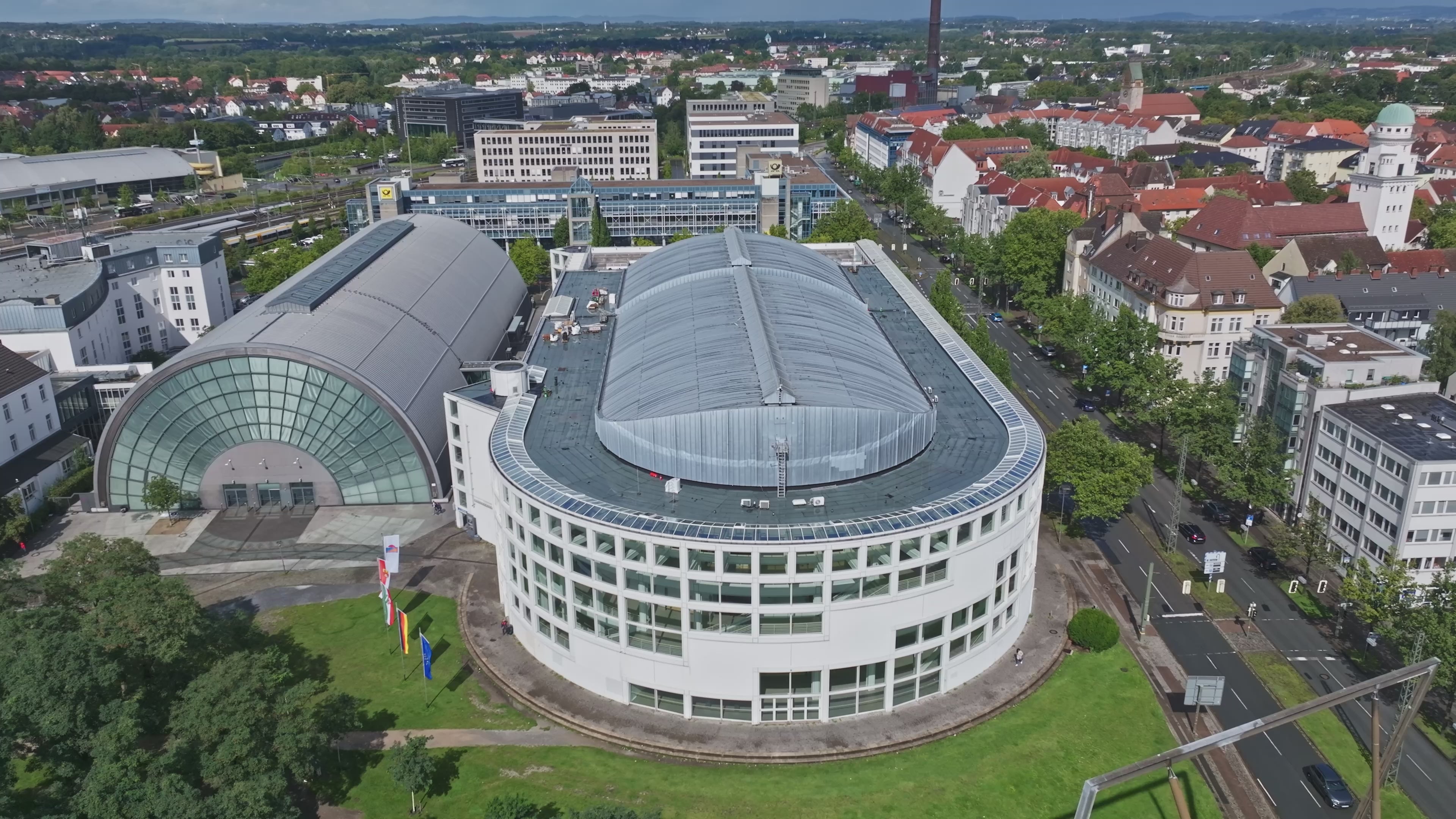 Aerial view of Stadthalle Bielefeld , Germany.