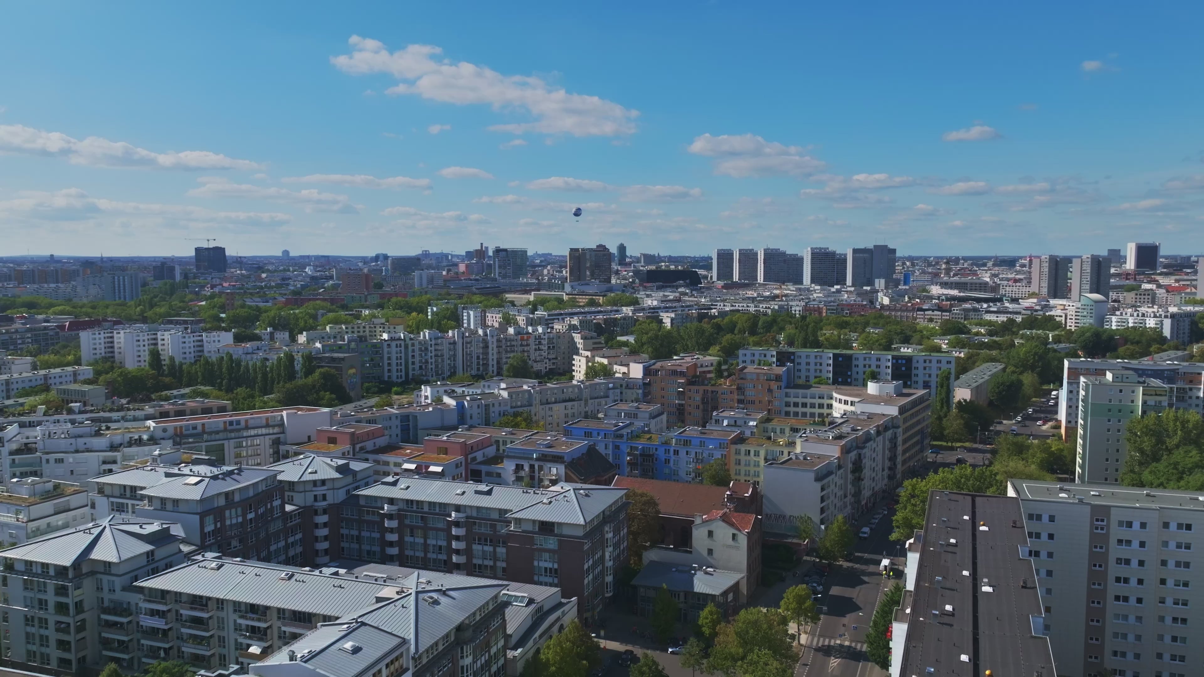 Aerial drone view of Berlin-Mitte, the central district of Berlin, Germany.