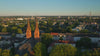 Aerial view of St. Marien Church in Herne, North Rhine-Westphalia, Germany.