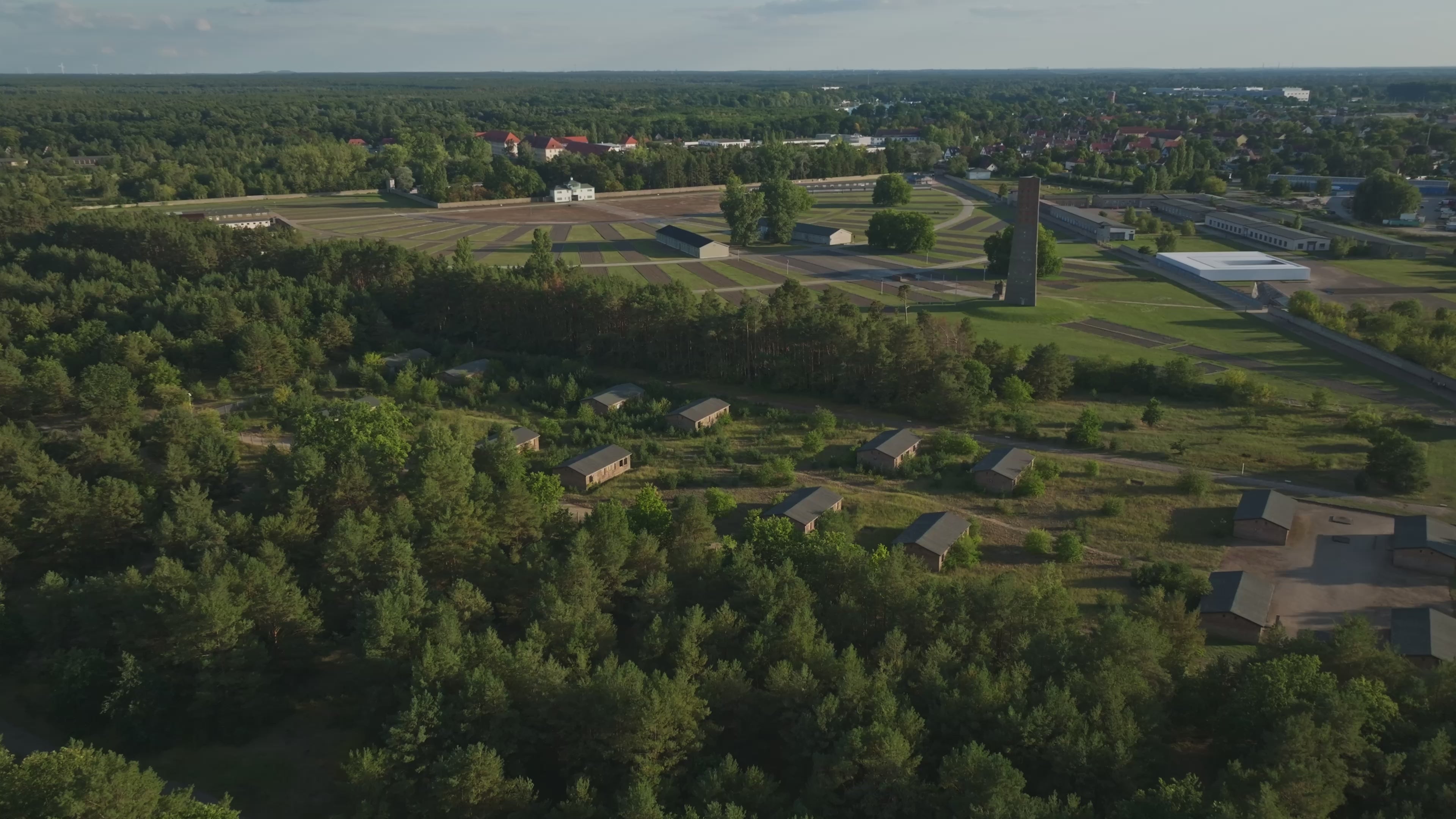 Aerial drone view of Oranienburg Palace in Oranienburg, Brandenburg, Germany.