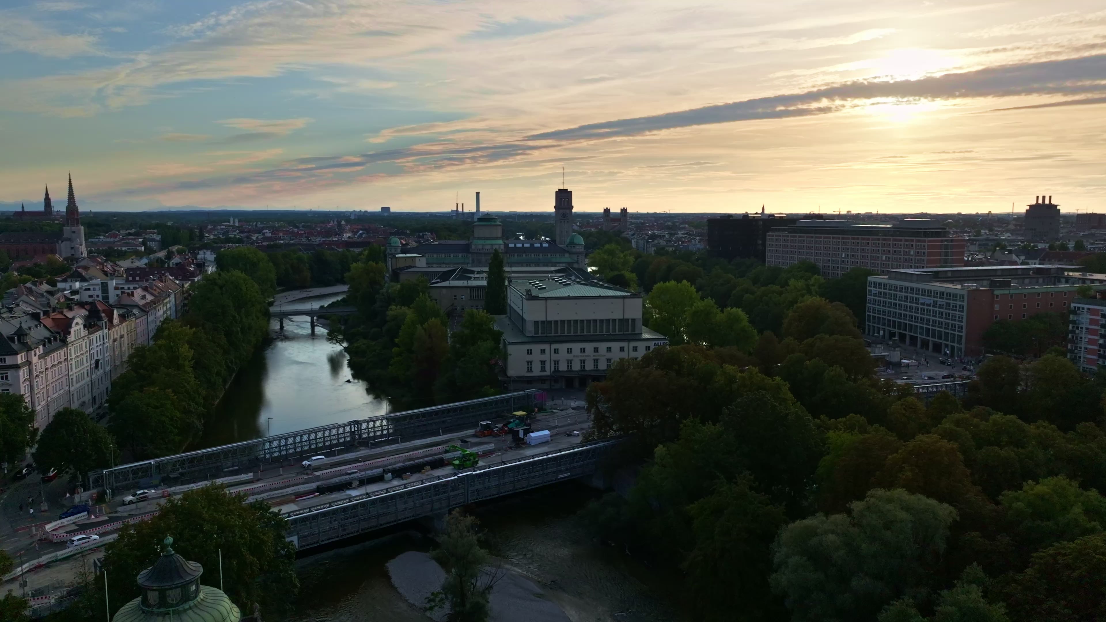 Aerial view of the Deutsches Museum in Munich, Germany.